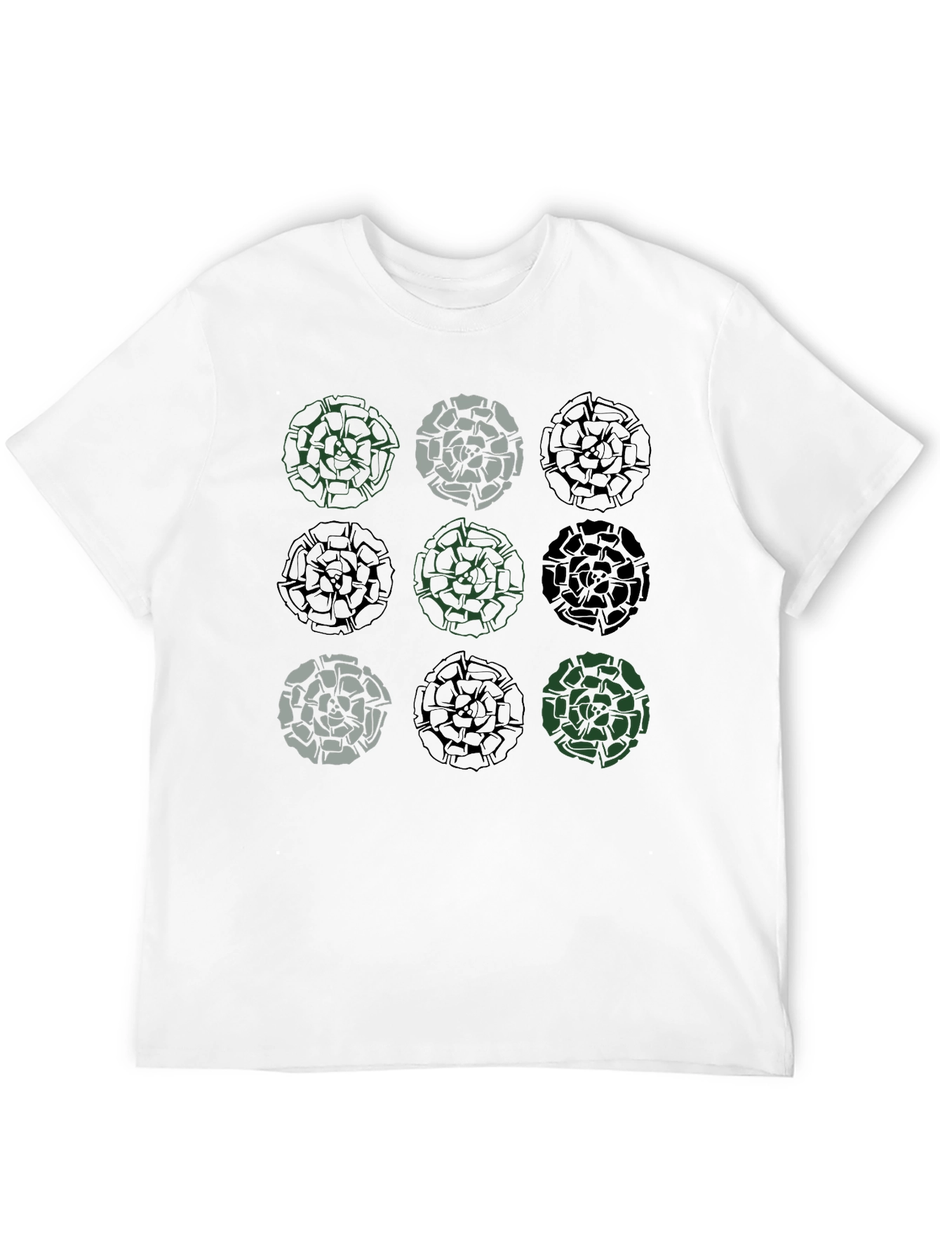 Black Floral Rose Graphic Print Men's T-Shirt - Black view 12