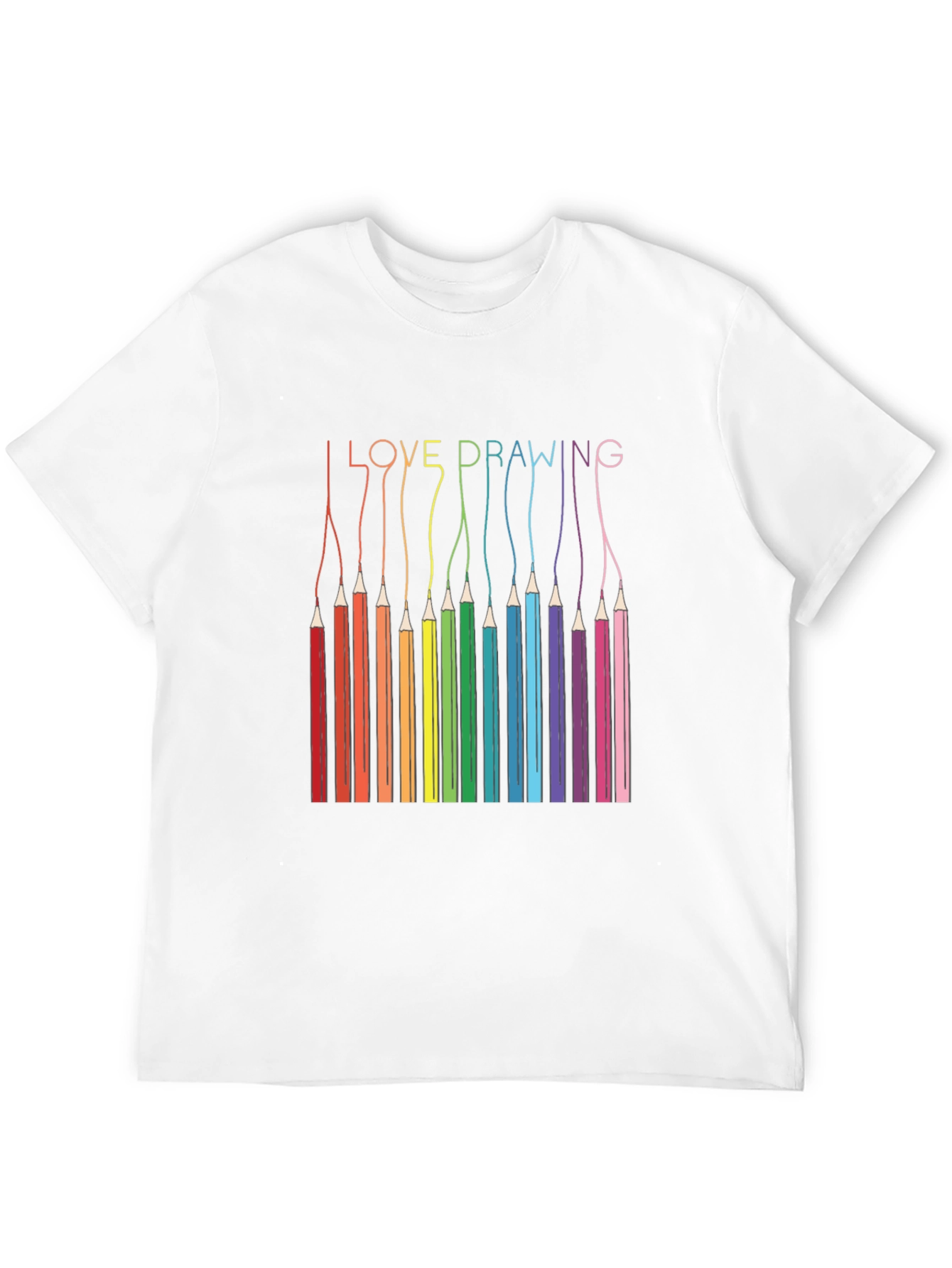Black I Love Drawing T-Shirt - Rainbow Pencils view 12