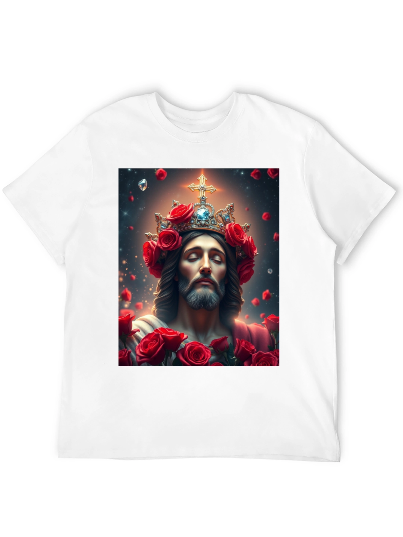 Black Jesus with Roses Graphic T-Shirt - Divine Apparel view 12