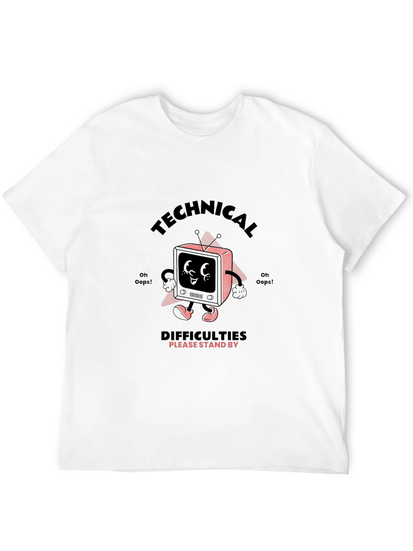 Black Technical Difficulties Stand By Graphic T-Shirt view 12