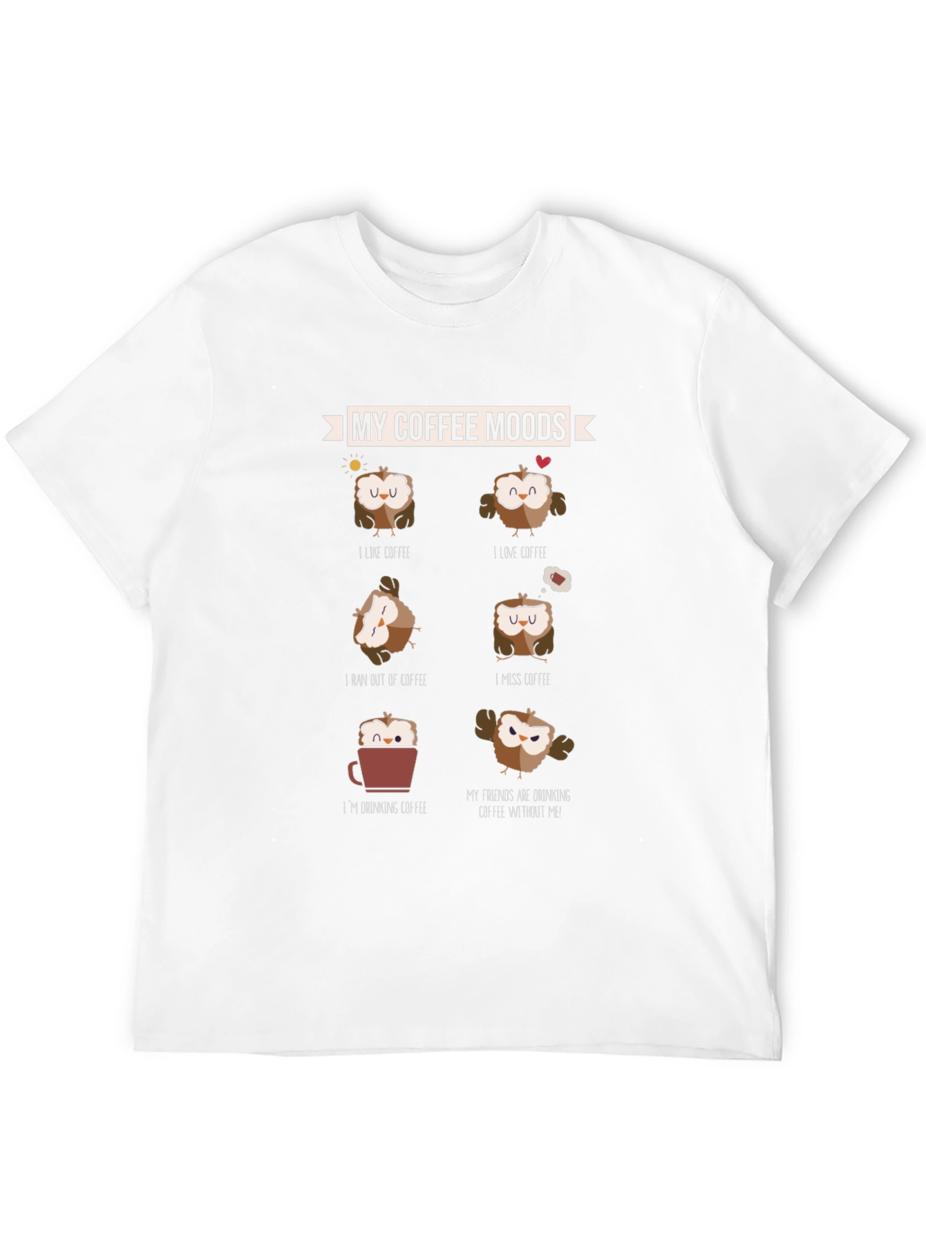 Black Coffee Moods Owl Graphic Tee - Black Cotton T-Shirt view 12