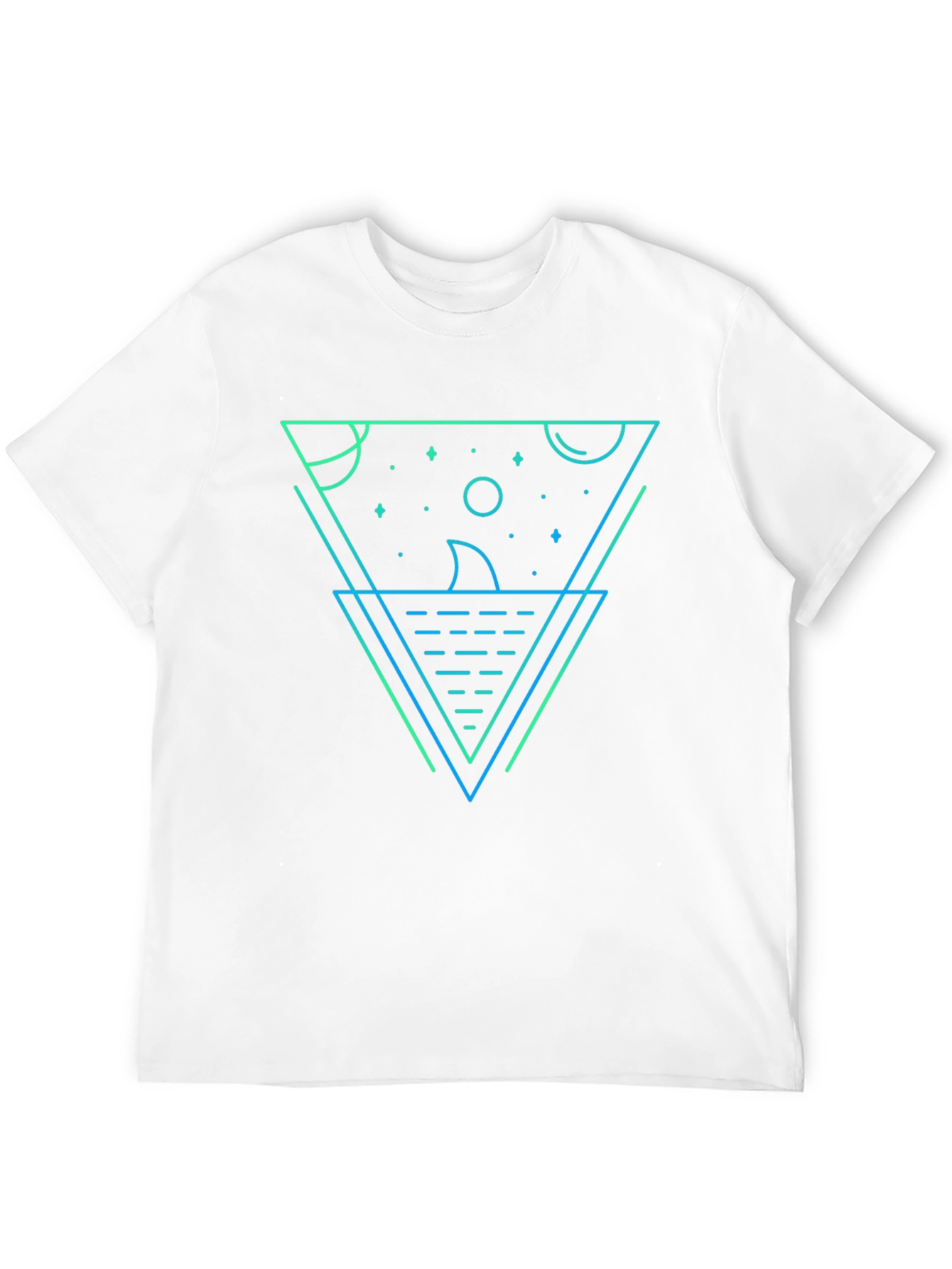 Black Geometric Shark Graphic Tee - Black Cotton Blend view 12