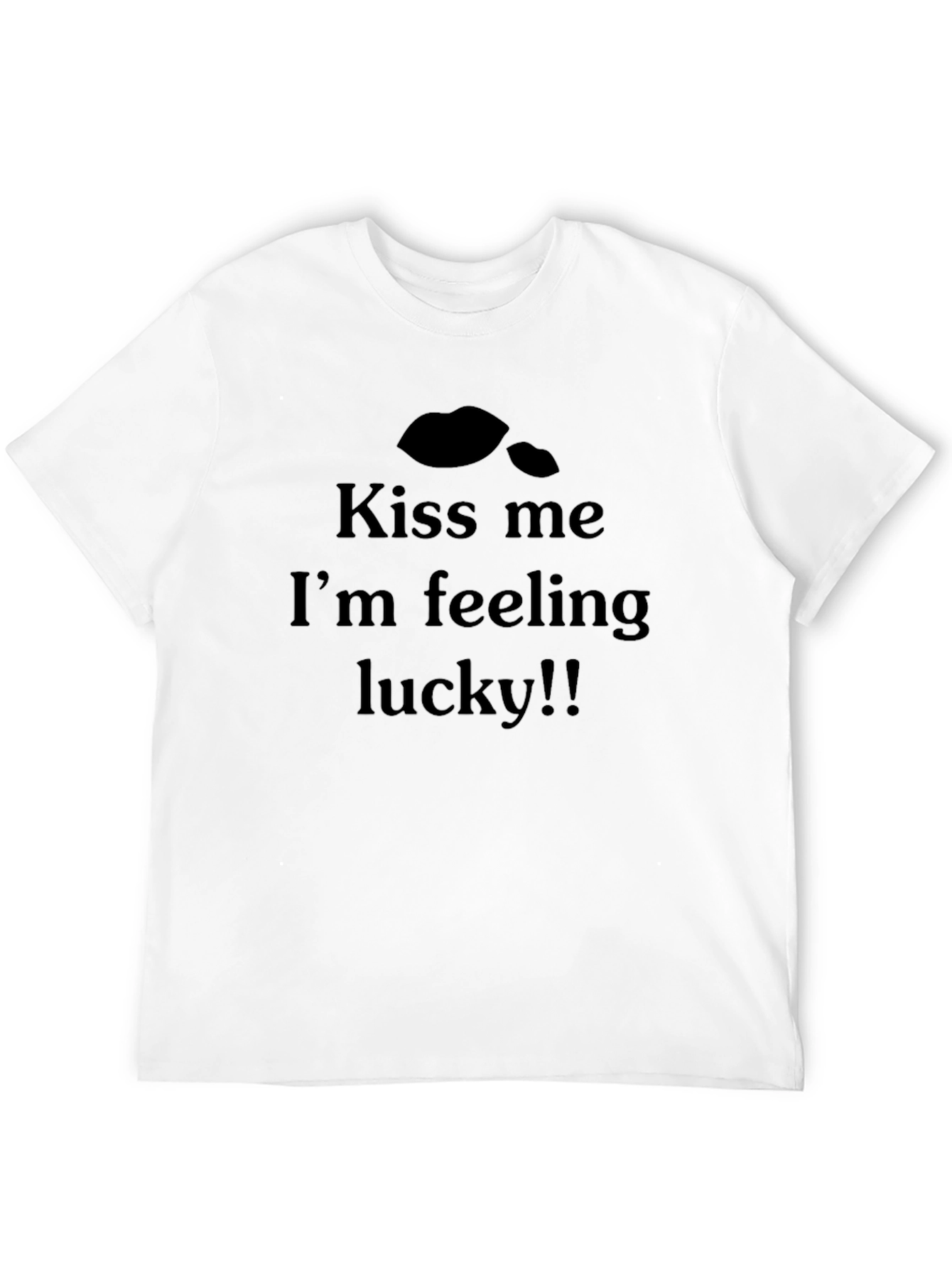 Black Kiss Me I'm Feeling Lucky Men's Black T-Shirt view 12