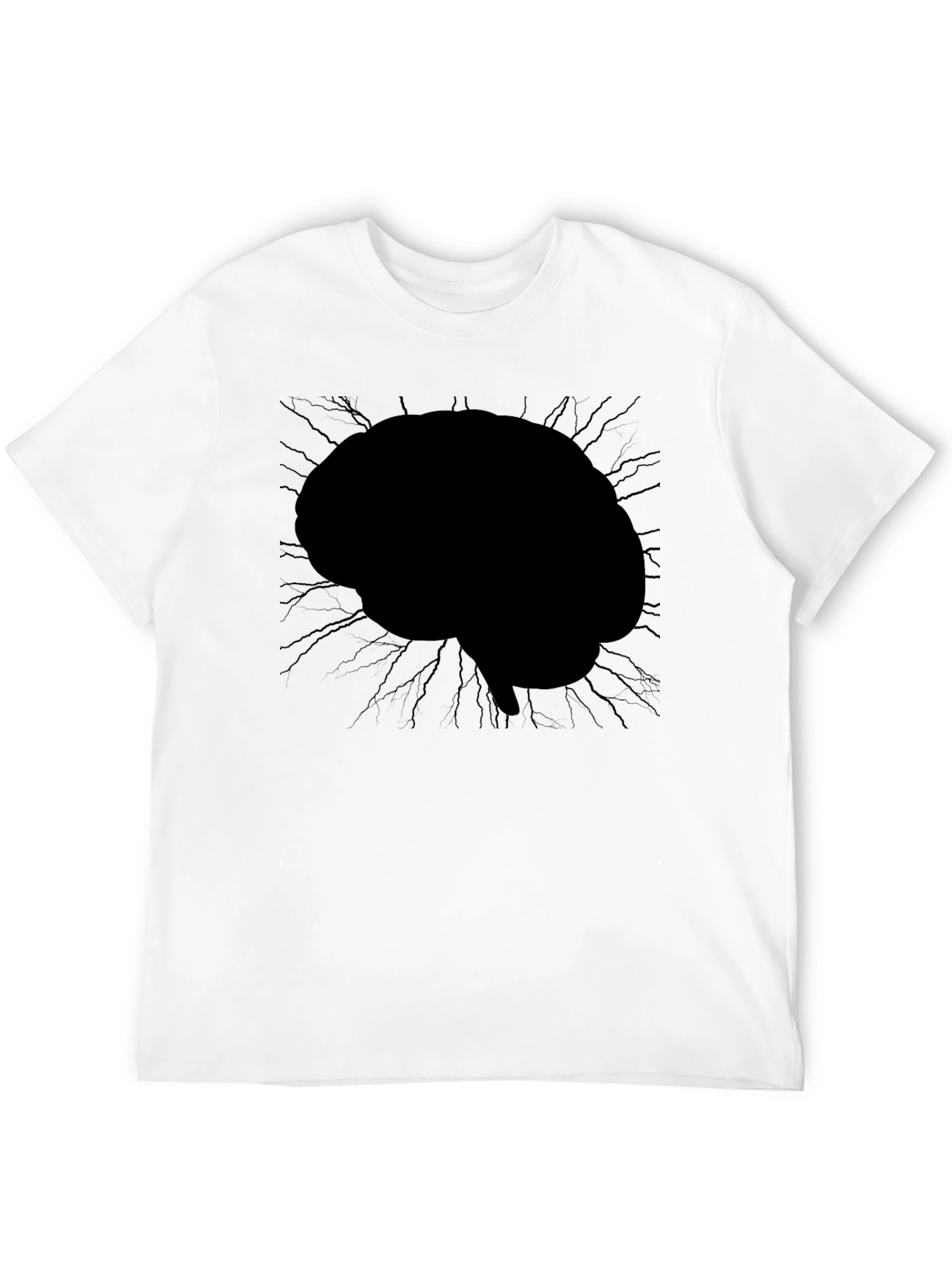 Black Brain Graphic Tee - Mens Black Crew Neck T-Shirt view 12