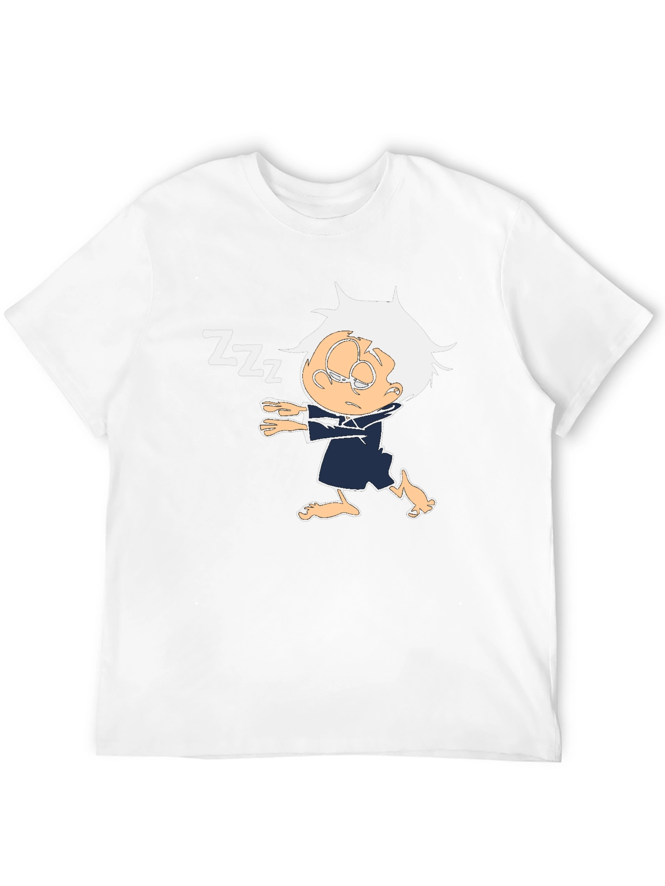 Black Sleepy Cartoon Character Black T-Shirt view 12