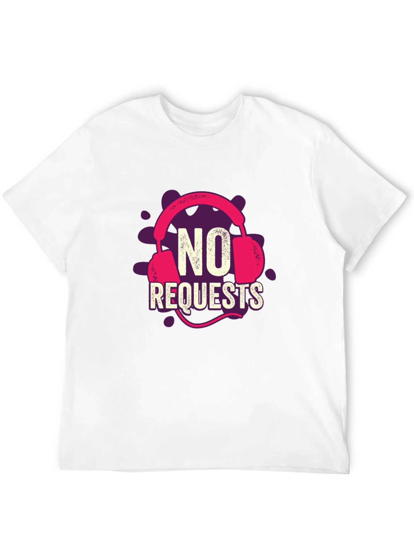 Black No Requests Headphone Graphic T-Shirt view 12