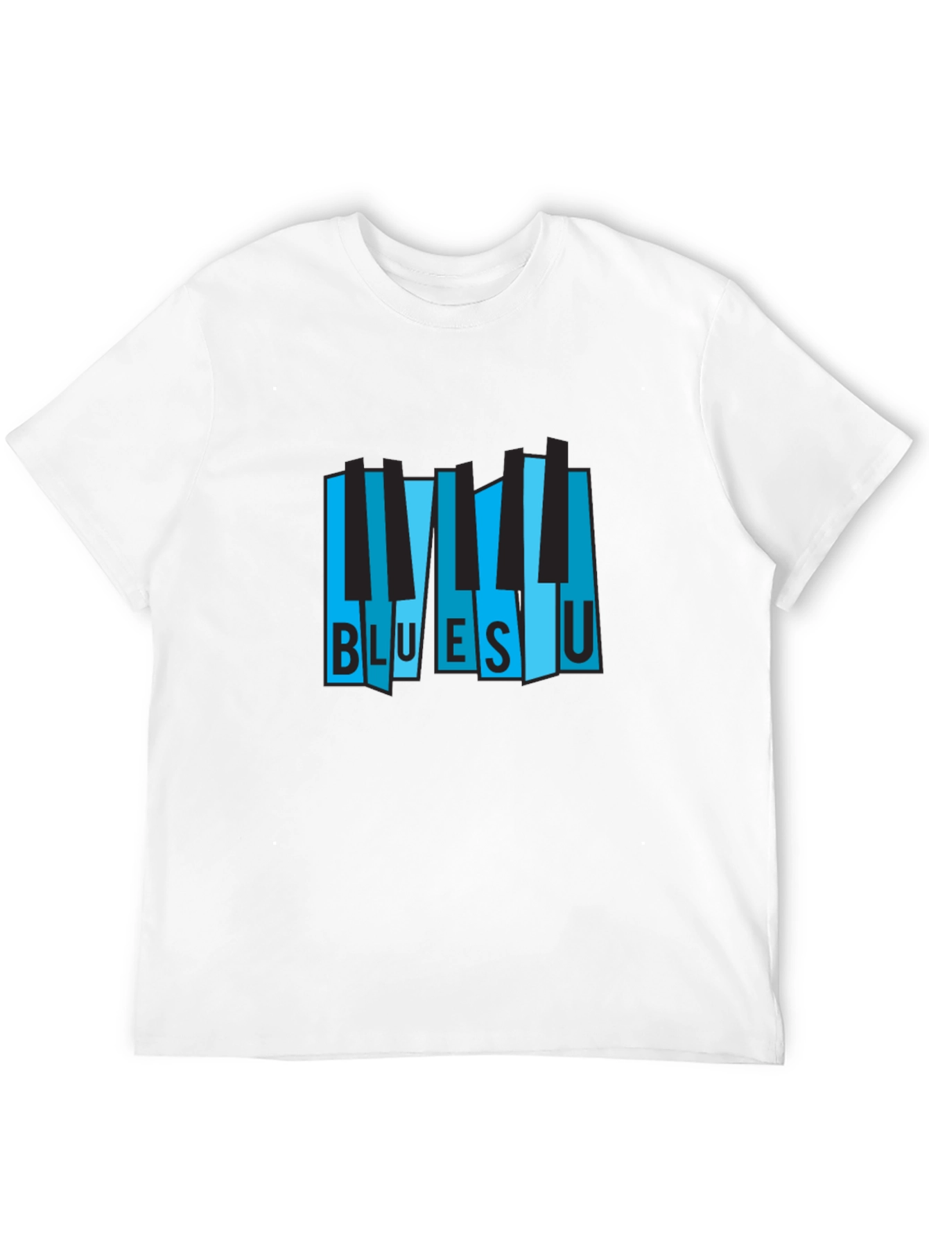 Black Blues U Piano Keys Graphic Black T-Shirt view 12