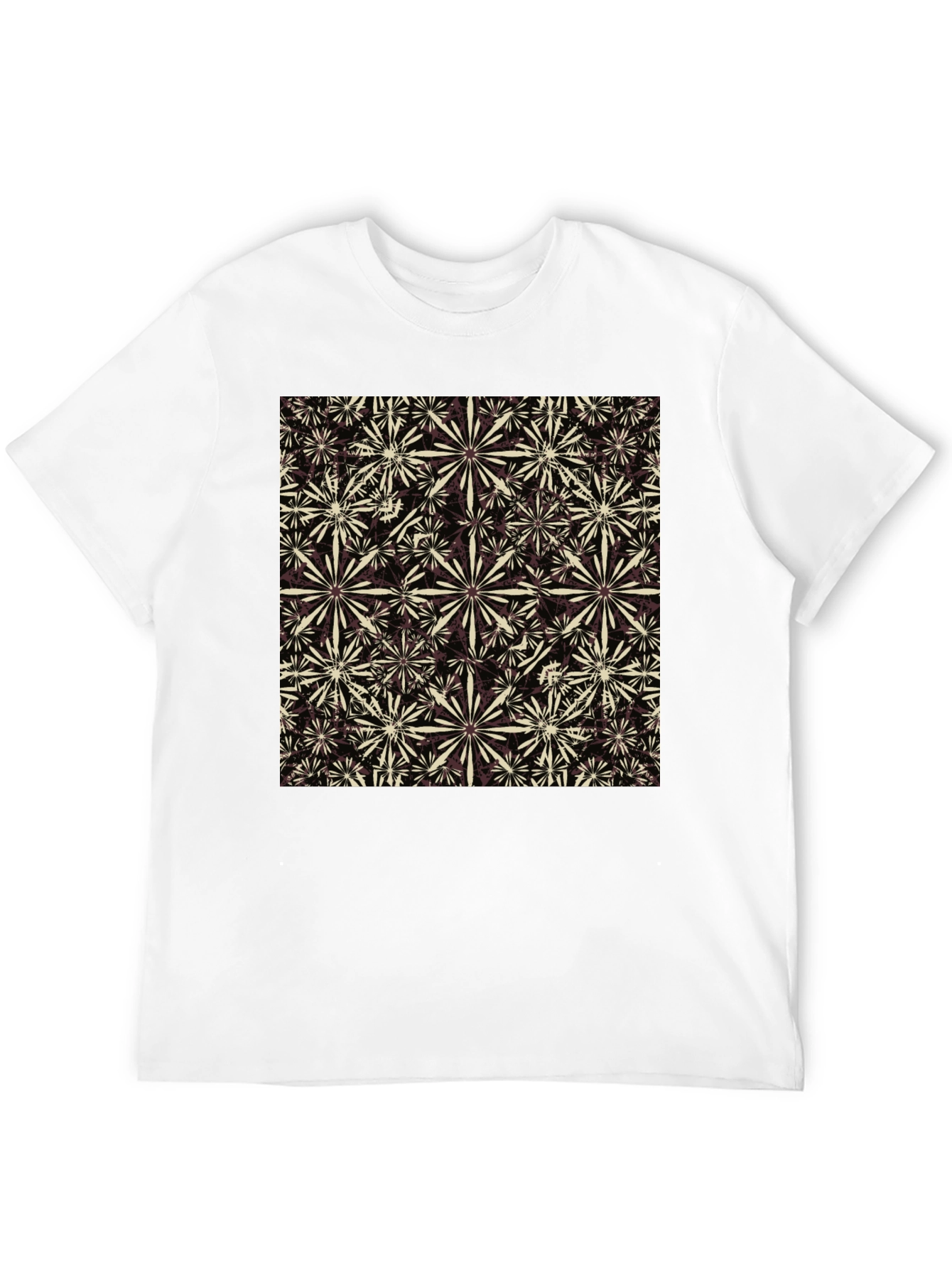 Black Floral Pattern Crew Neck T-Shirt view 12