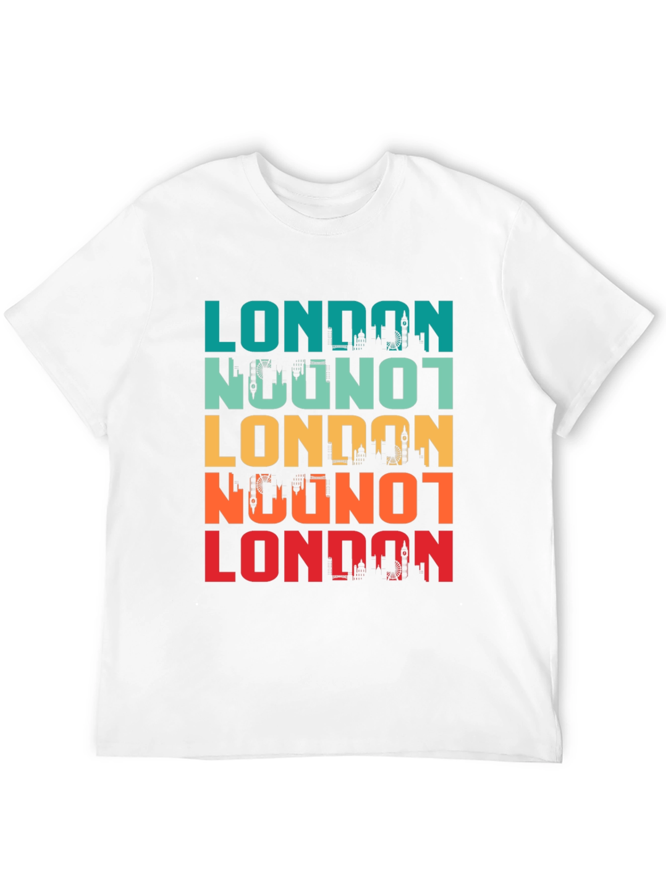 Black London Skyline Retro Graphic T-Shirt view 12