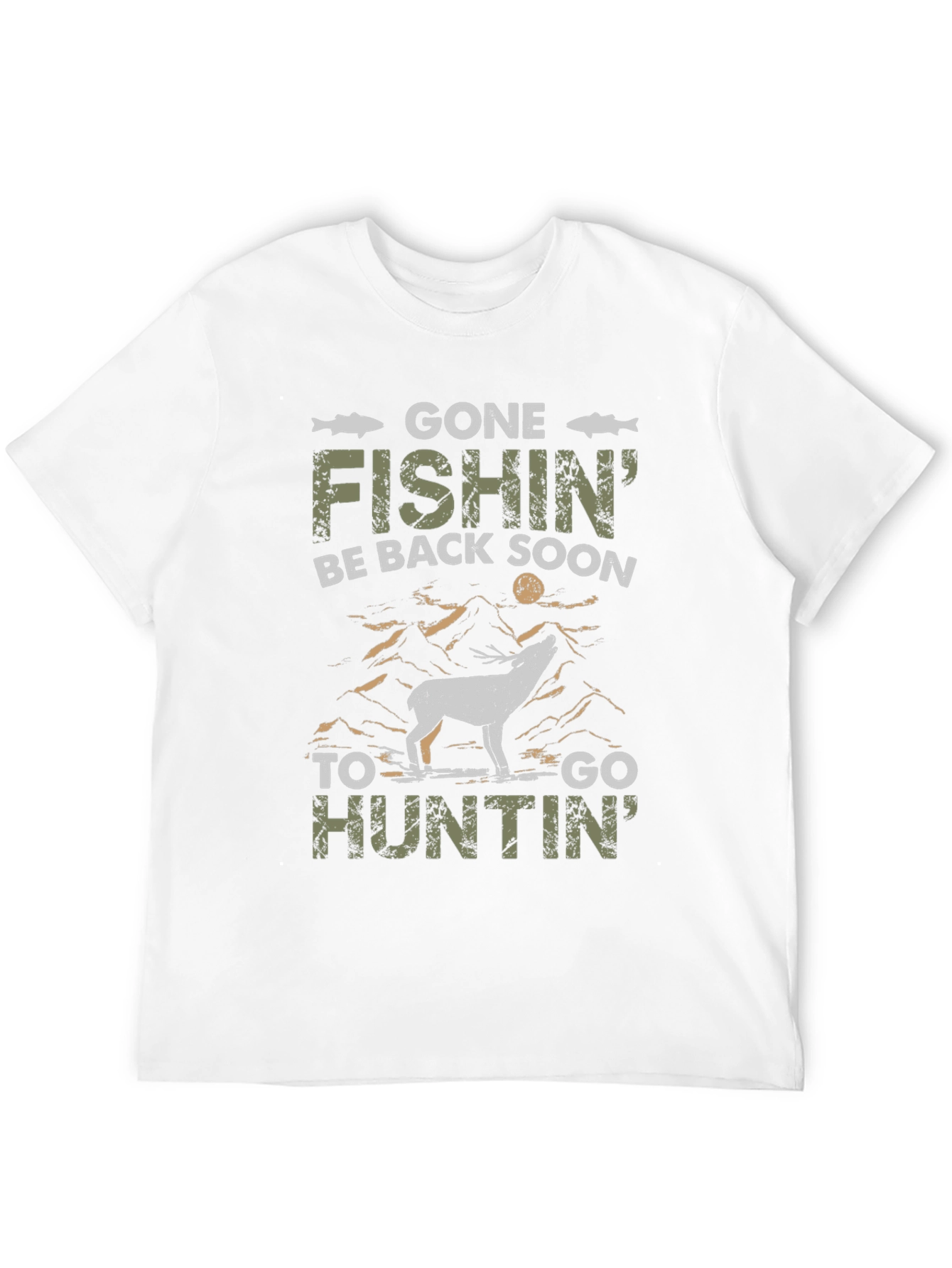 Black Gone Fishin' Huntin' T-Shirt view 12