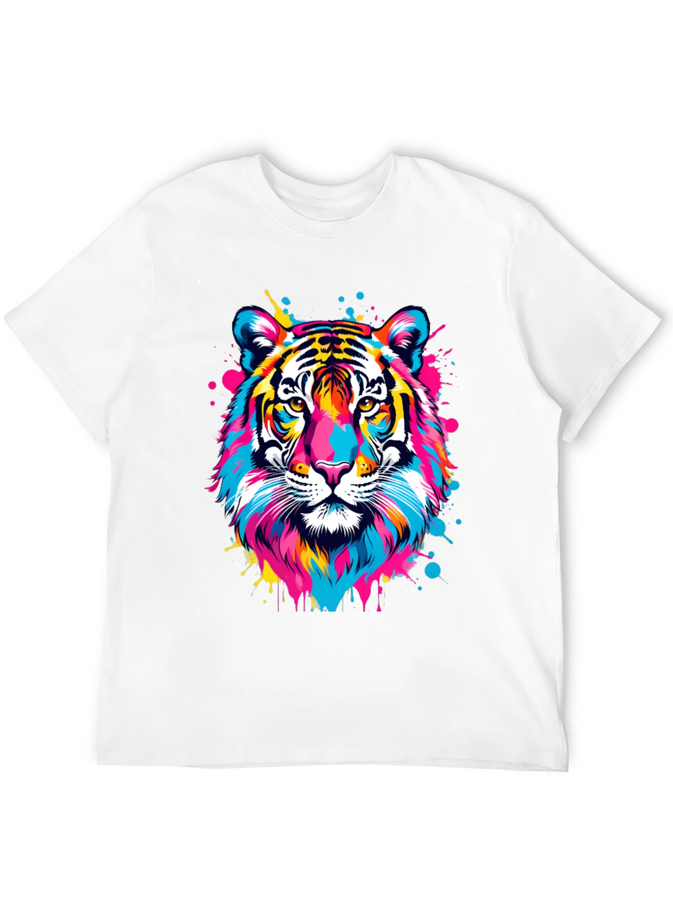 Black Colorful Tiger Graphic Print Black T-Shirt view 12