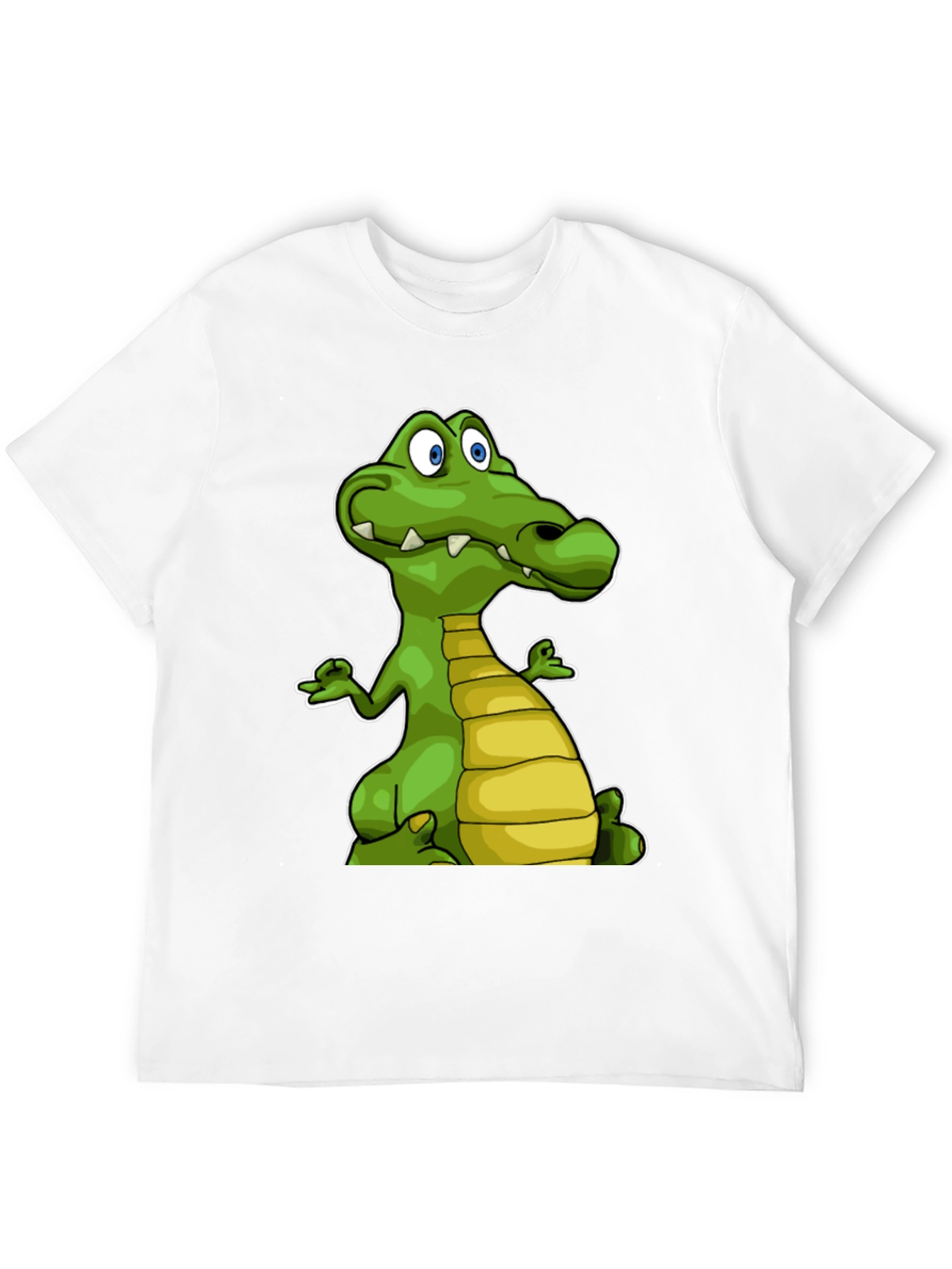 Black Cartoon Crocodile Graphic Tee - Black Cotton T-Shirt view 12