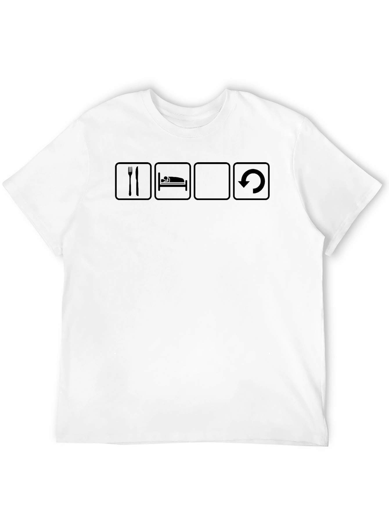 Black Eat Sleep Repeat Funny Graphic Tee - Black Cotton T-Shirt view 12