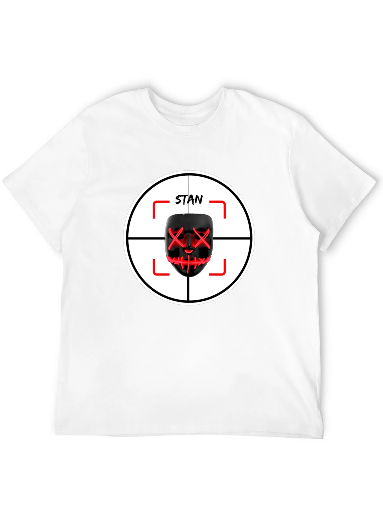 Black Stan Mask T-Shirt: Target Design - Unique Fan Apparel view 12