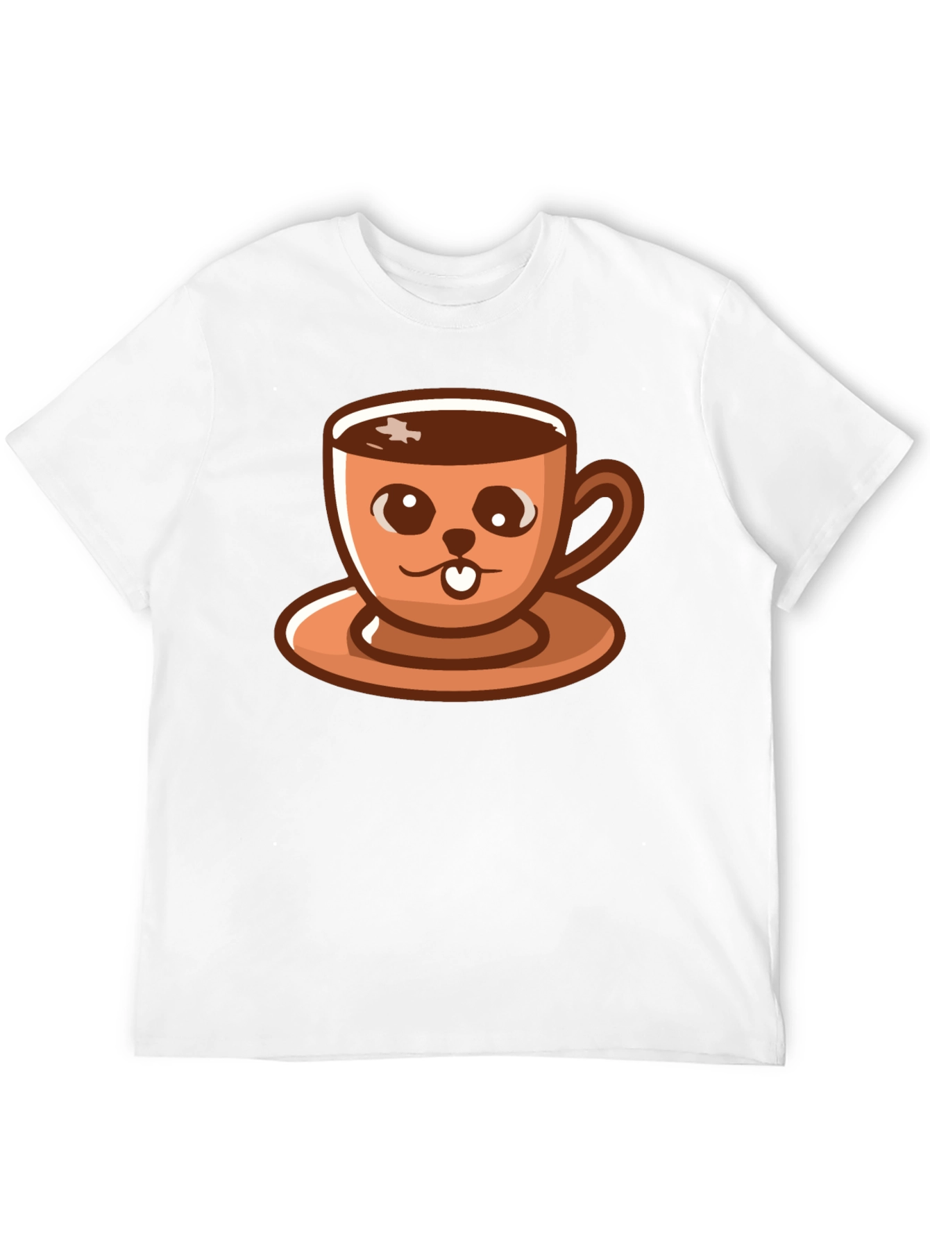 Black Cute Coffee Cup Cartoon T-Shirt view 12
