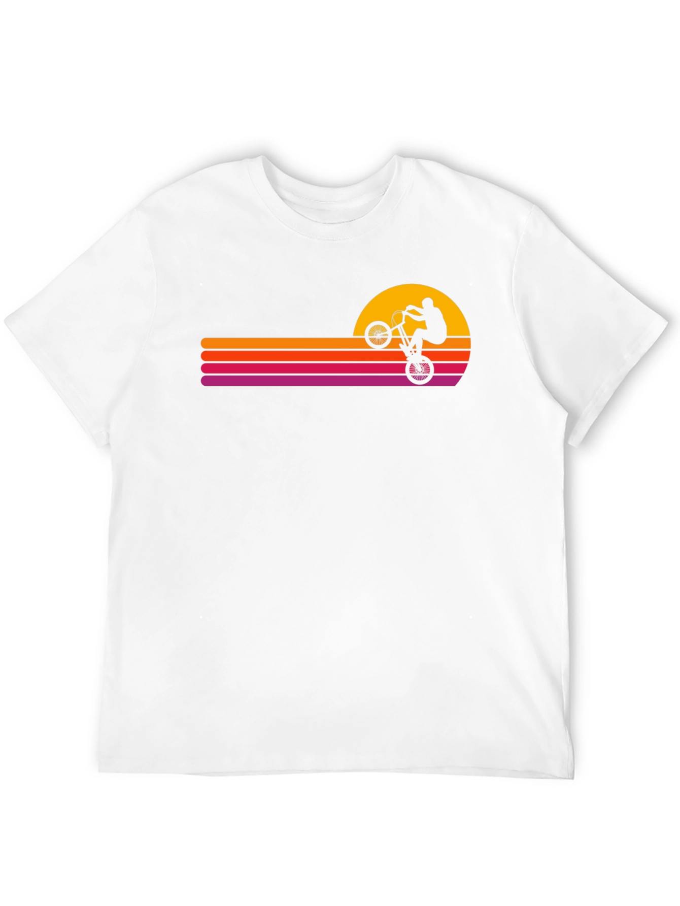 Black Retro Sunset BMX Rider Graphic Tee view 12