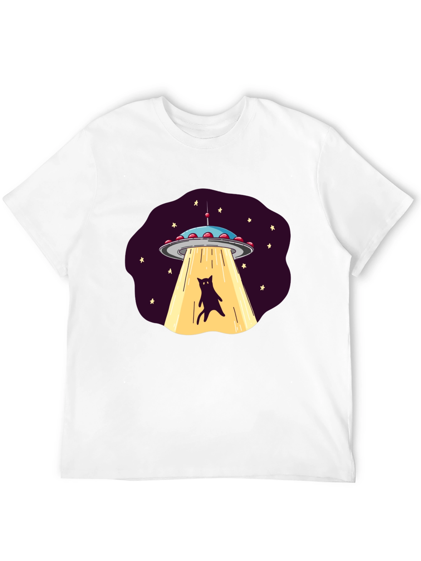 Black Alien Cat Abduction Graphic Tee view 12
