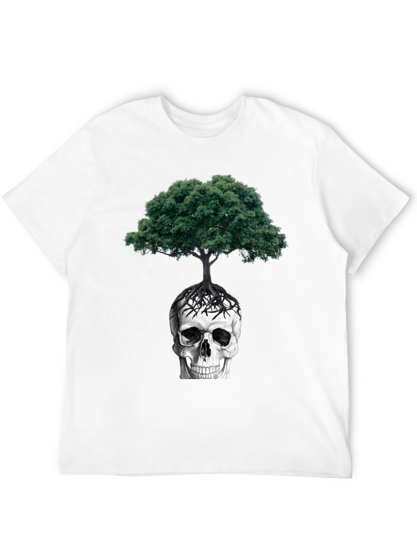 Black Skull & Tree Graphic Tee - Dark Humor Style view 12