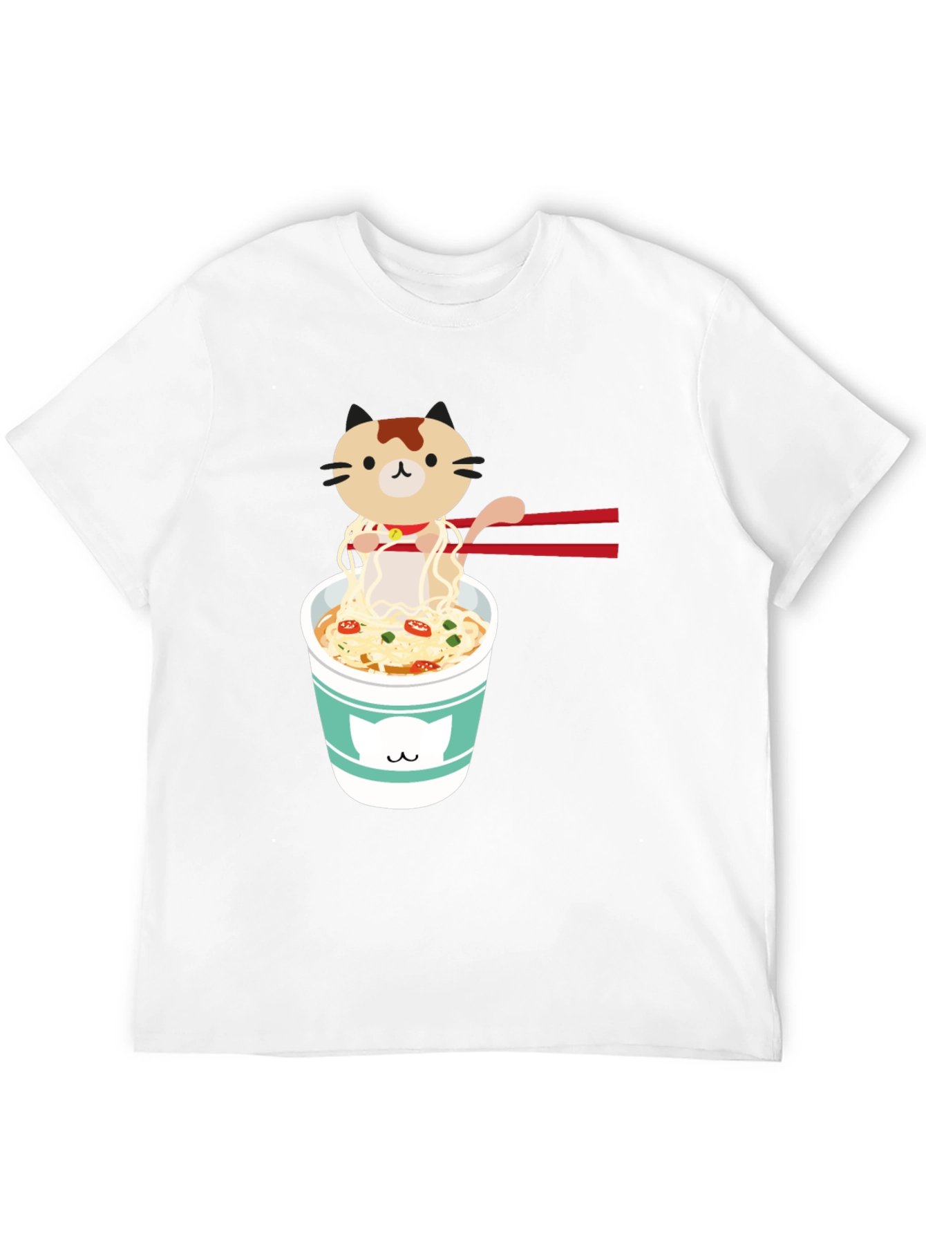 Black Cute Cat Ramen T-Shirt view 12