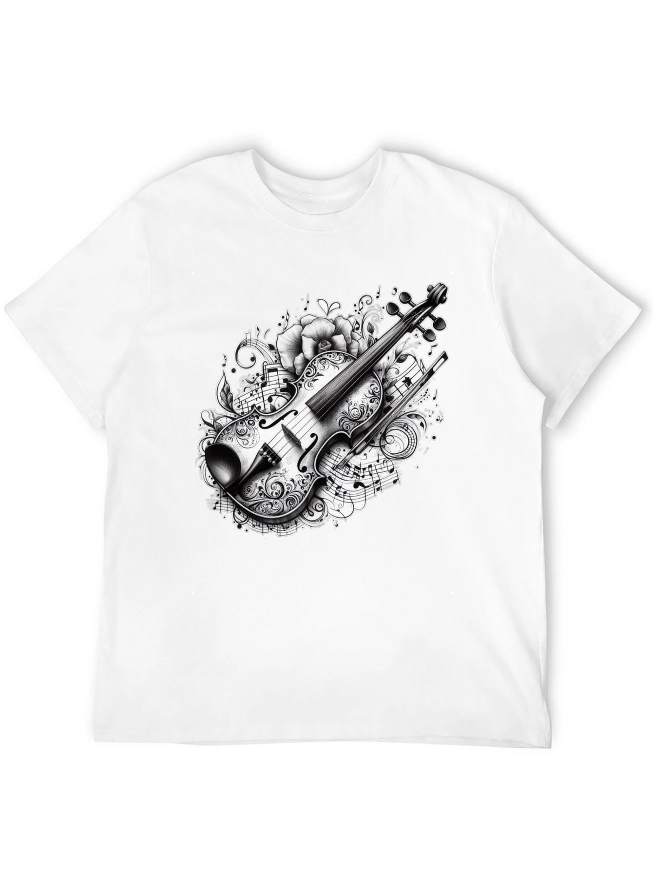 Black Musical Violin Graphic T-Shirt view 12