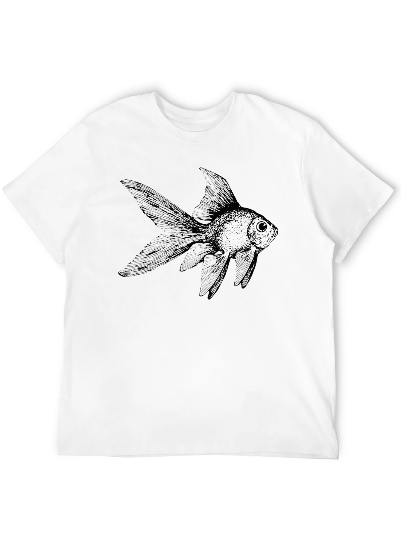 Black Black T-Shirt with Goldfish Graphic view 12