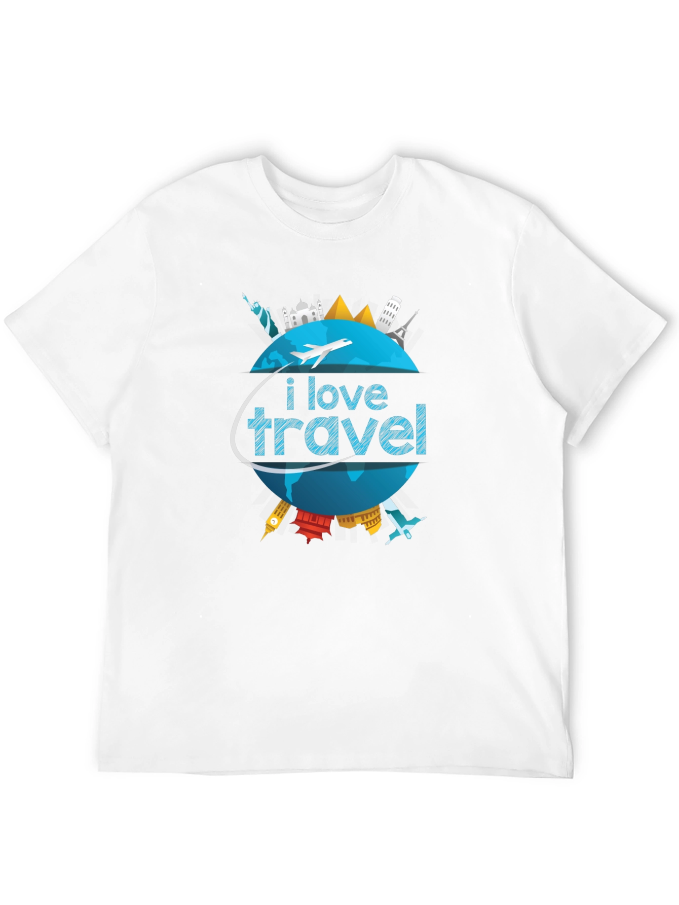I Love Travel World Landmarks Graphic T-Shirt - 12