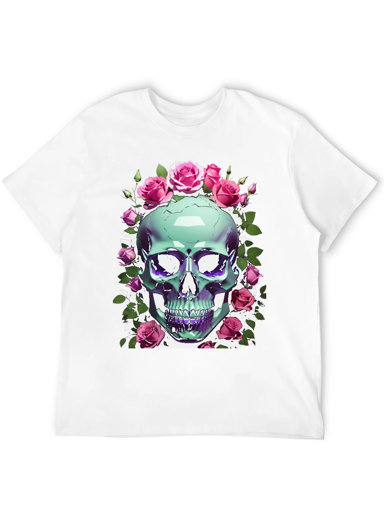 Black Skull & Roses Graphic Tee view 12