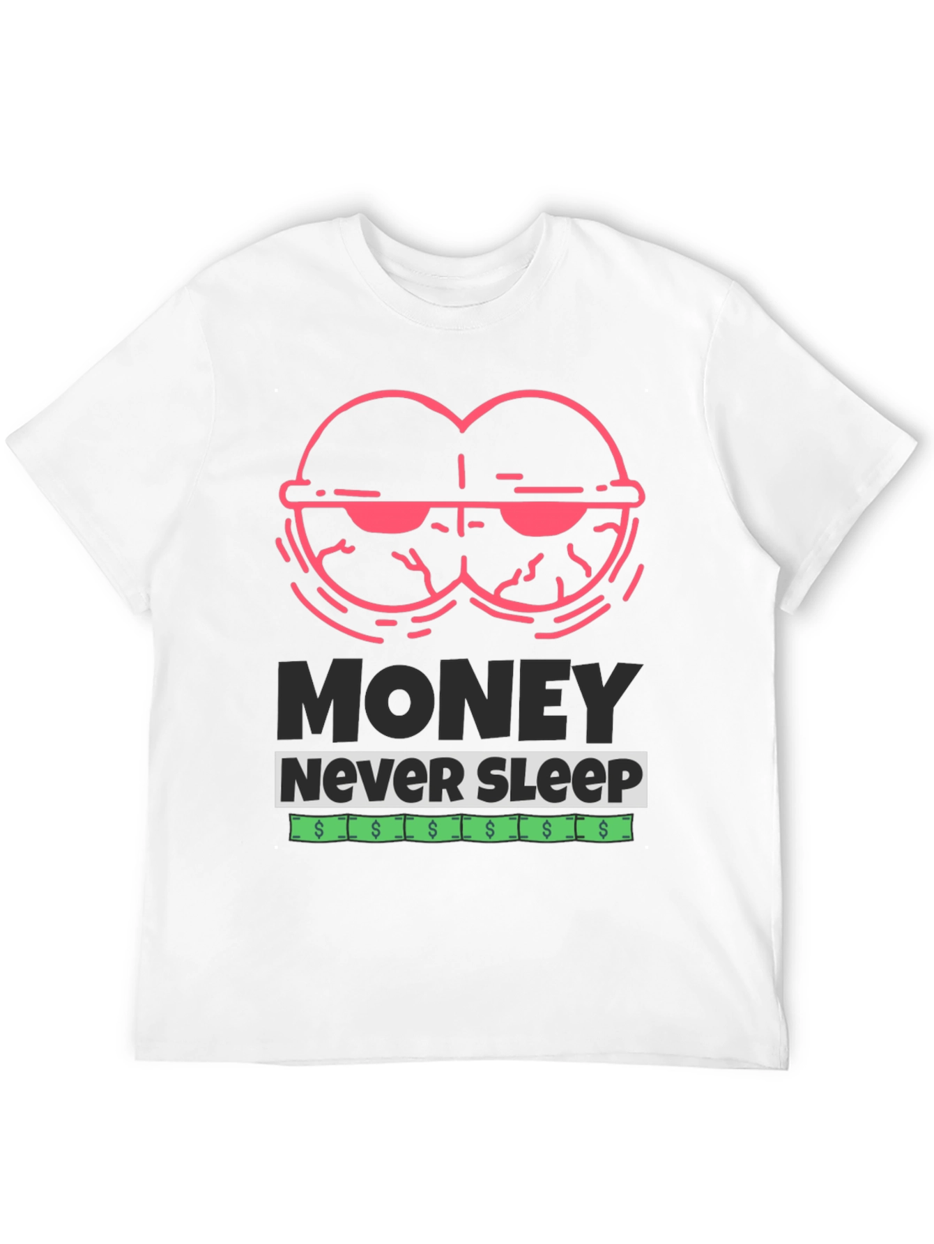 Black Money Never Sleep Graphic T-Shirt view 12