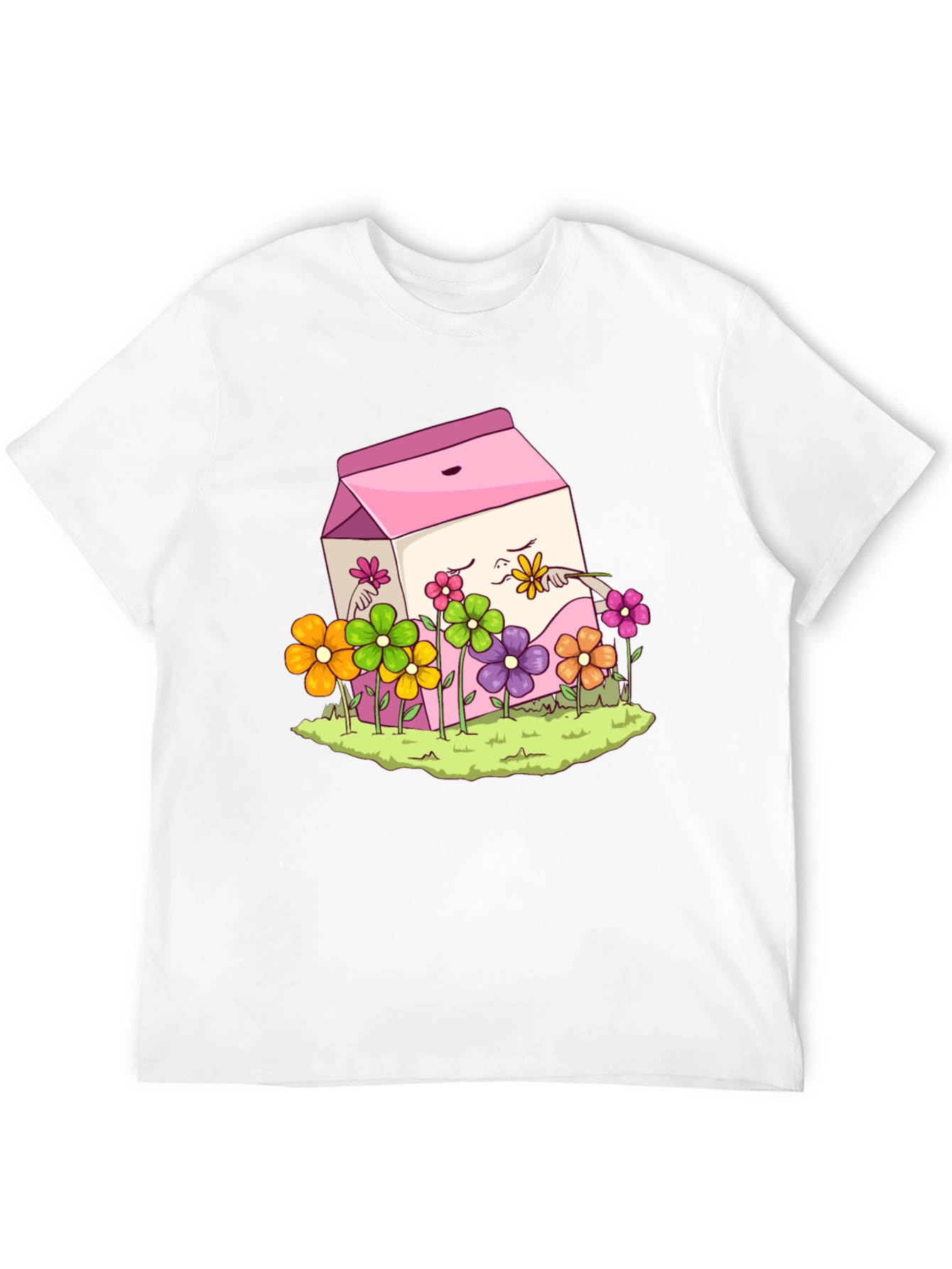 Black Cute Milk Carton & Flowers Graphic Tee view 12