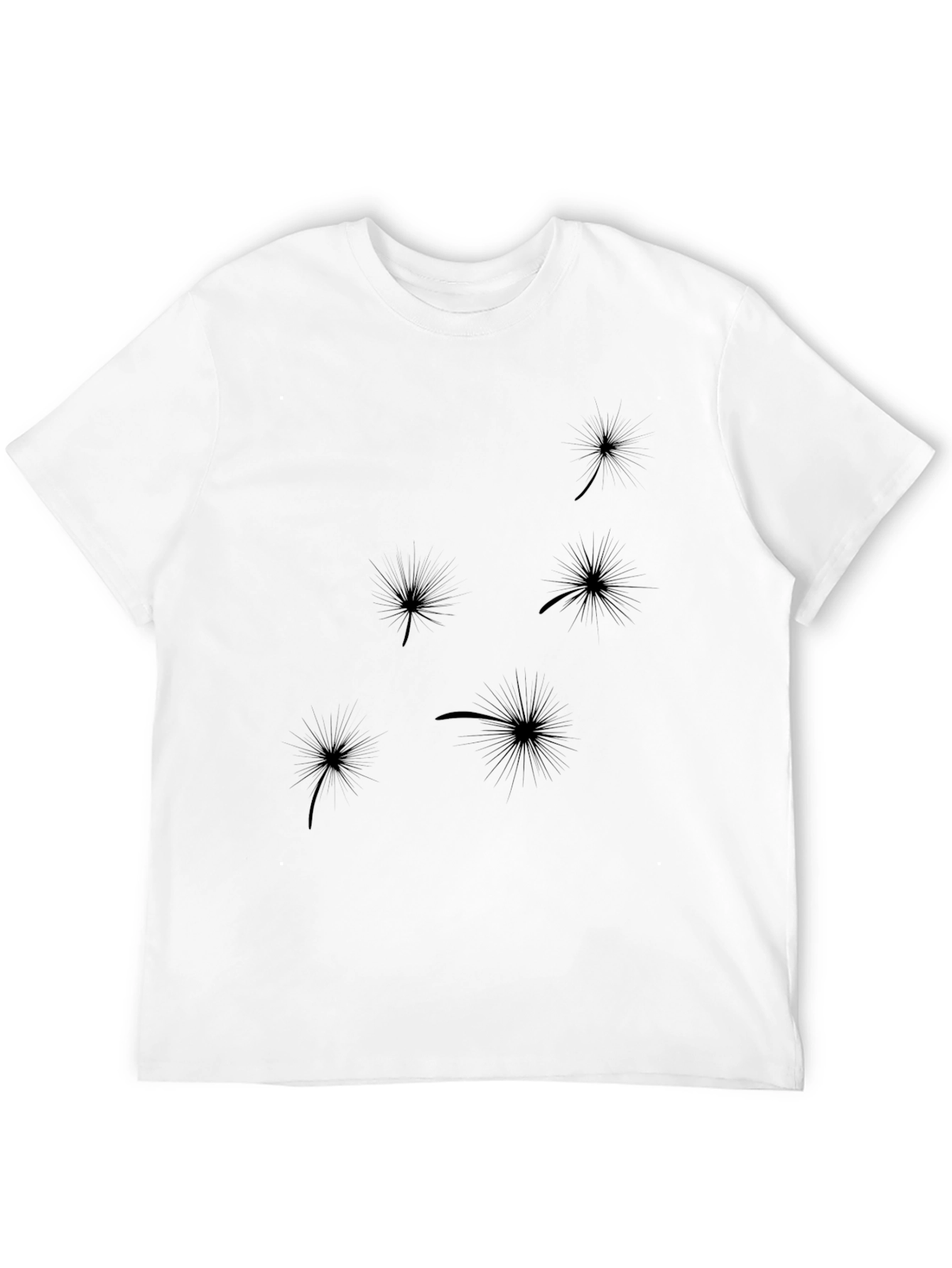 Black Stylish Black Dandelion Print T-Shirt view 12