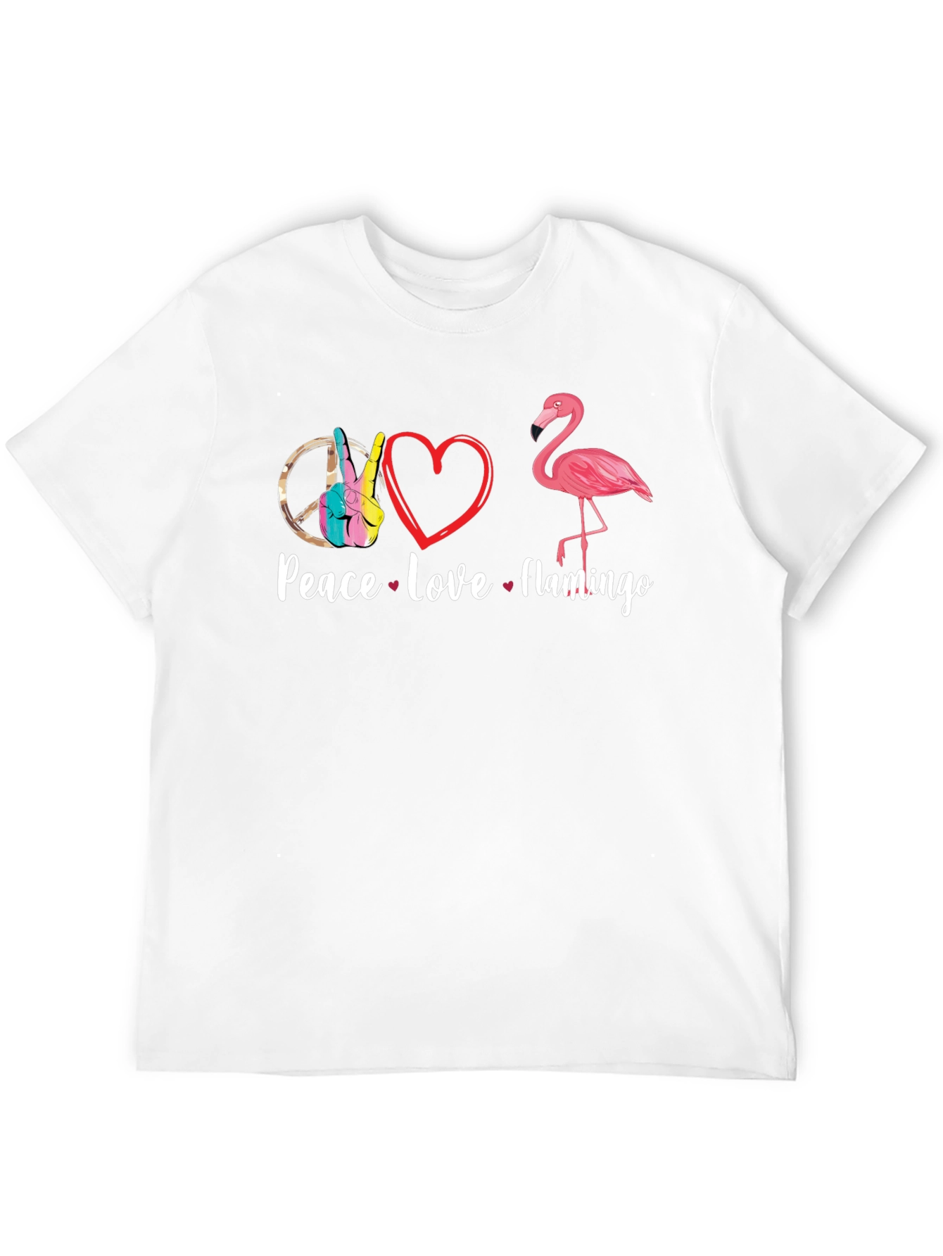 Black Peace Love Flamingo T-Shirt - Fun Graphic Tee view 12