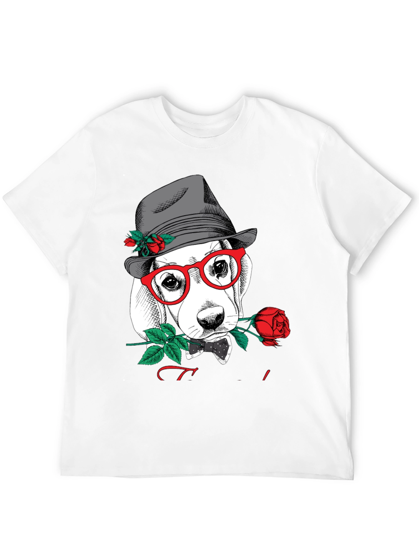Black Dog with Rose Graphic T-Shirt - Stylish Men's Tee view 12