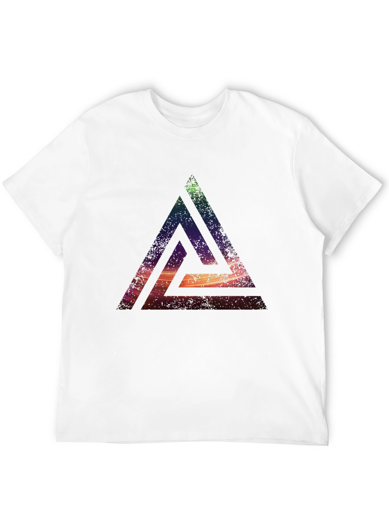 Abstract Triangle Graphic T-Shirt - Casual Black Tee - 12