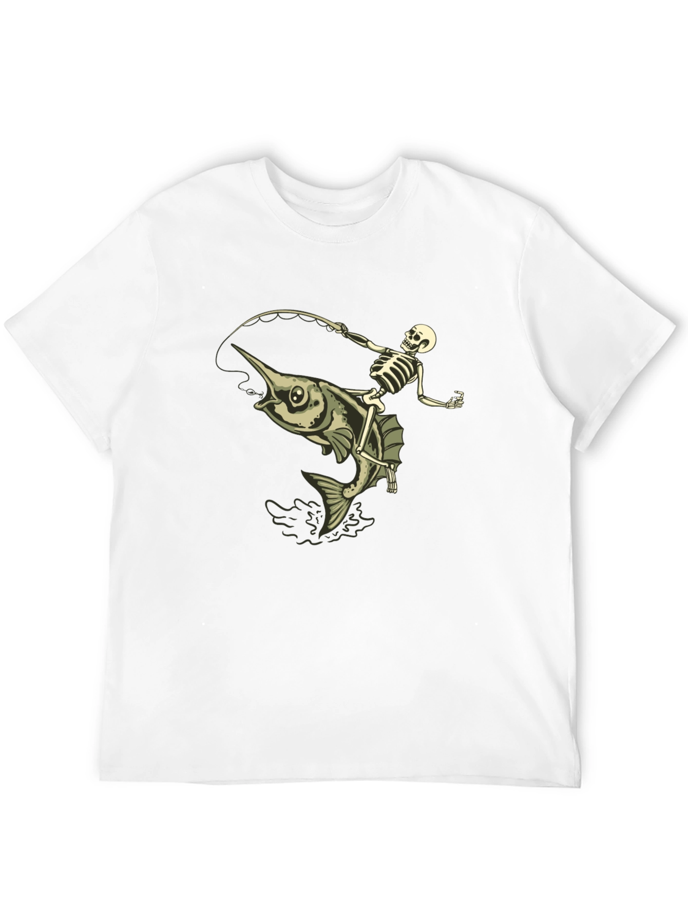 Black Skeleton Fishing Marlin T-Shirt - Black Cotton view 12