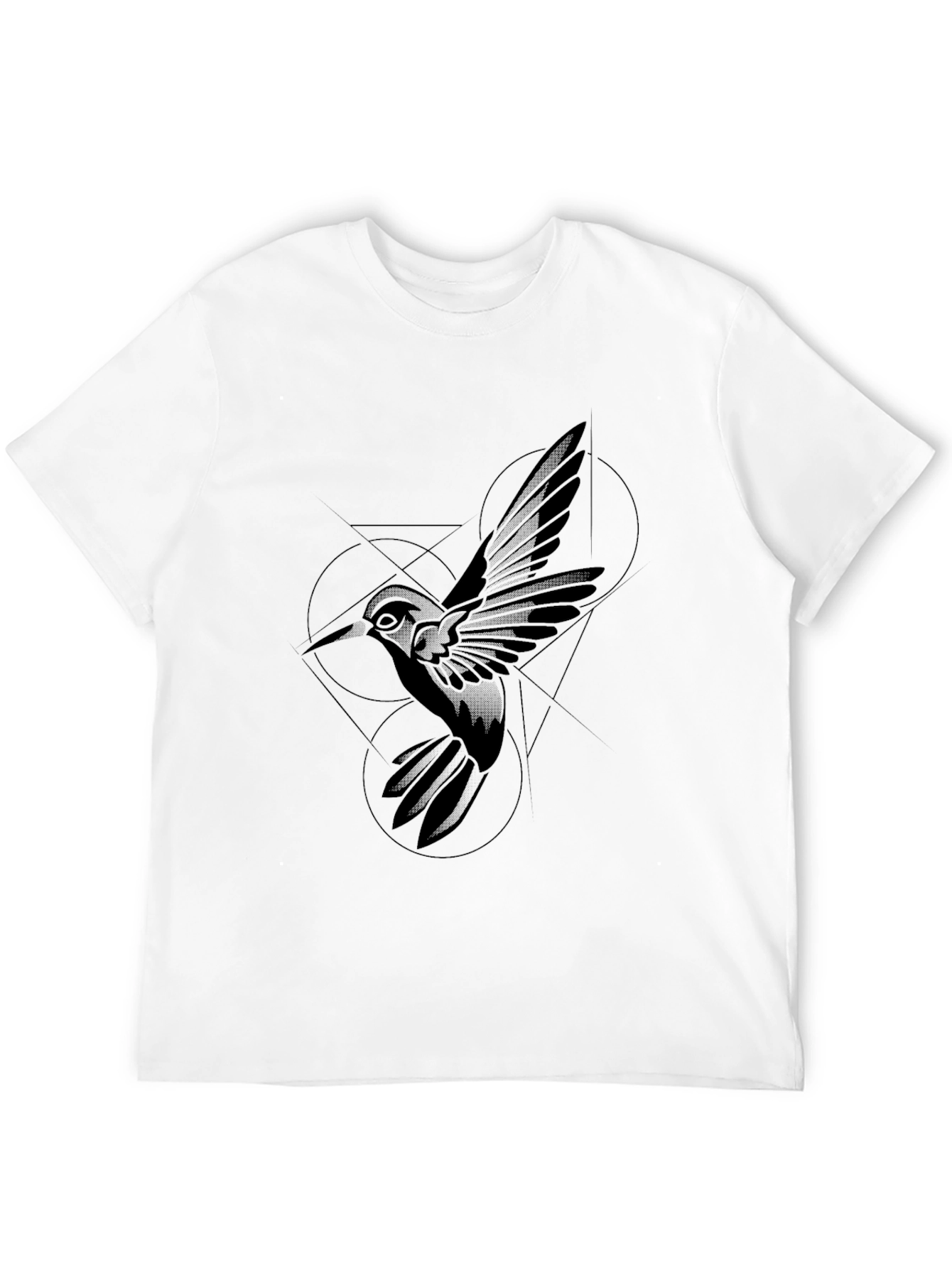 Black Geometric Hummingbird Black T-Shirt view 12