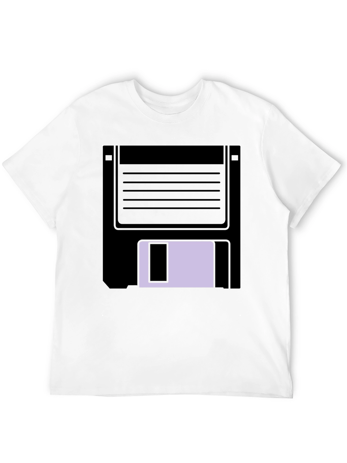 Black Retro Floppy Disk Graphic Tee - Black Casual T-Shirt view 12