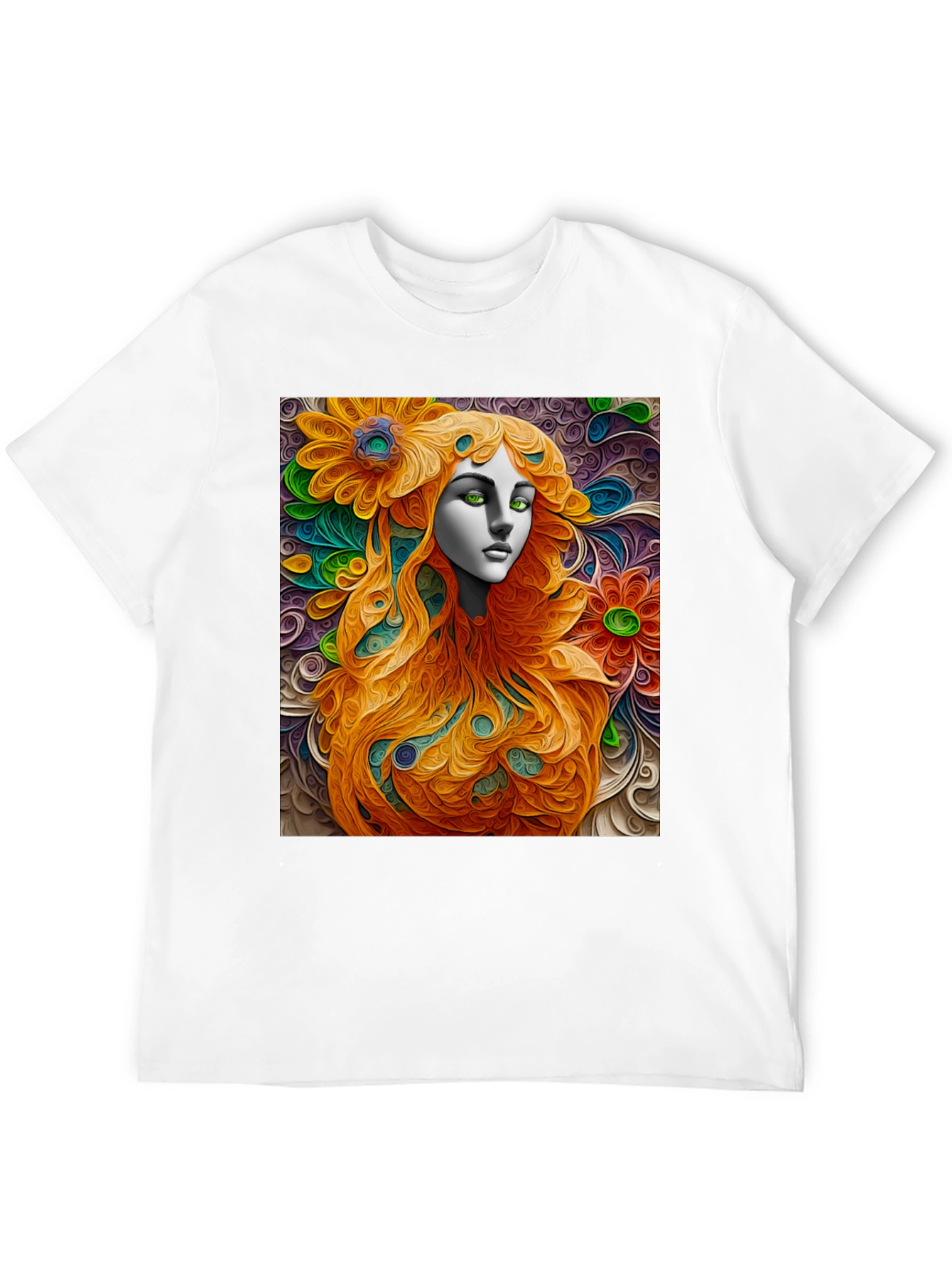 Black Abstract Floral Woman Graphic Tee - Artistic Style view 12