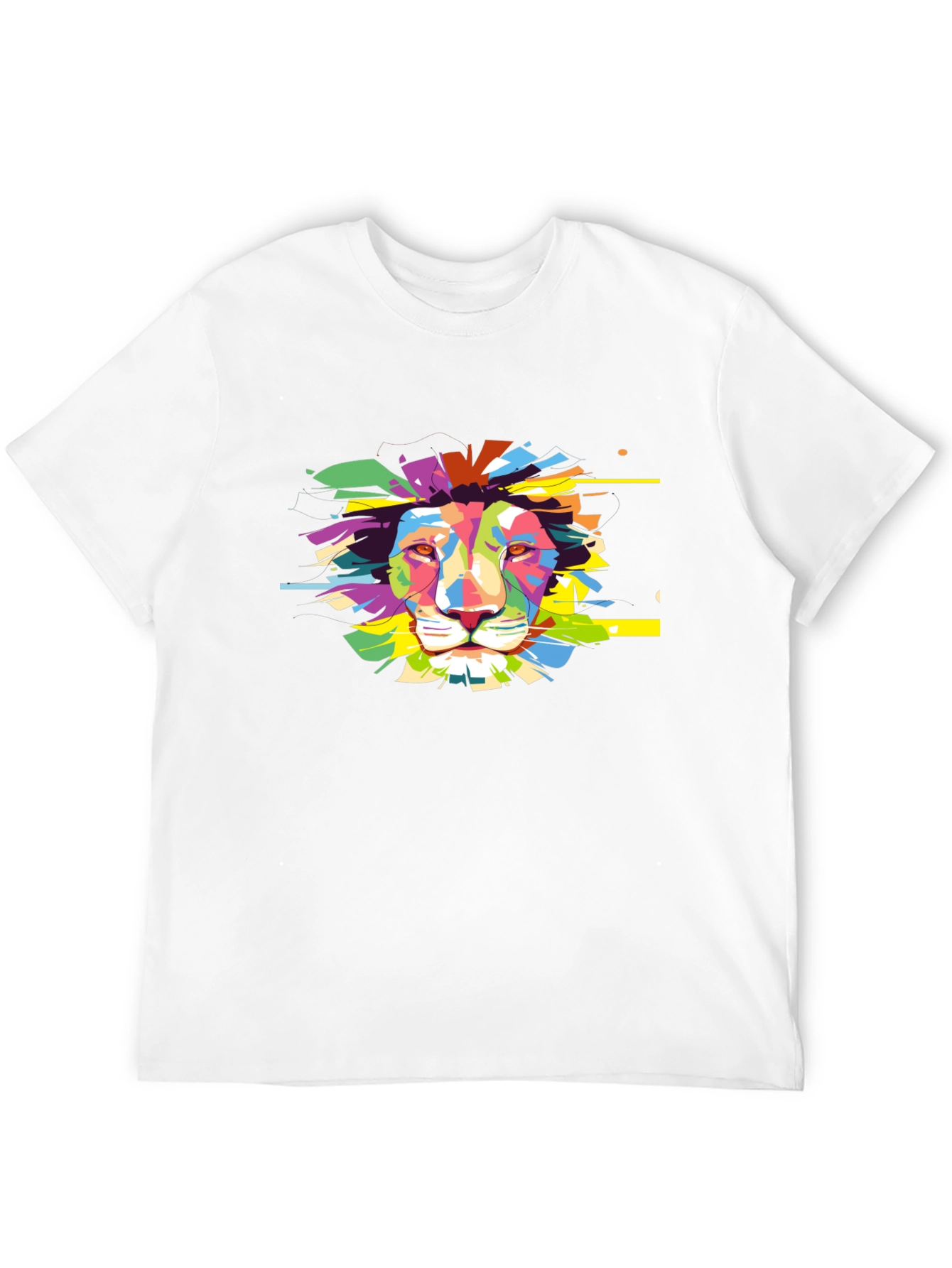 Black Colorful Lion Graphic Black T-Shirt view 12