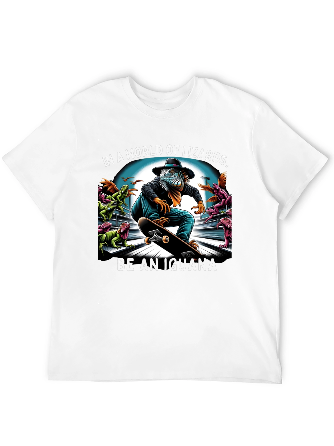 Black Iguana Skateboard T-Shirt - Be an Iguana! view 12