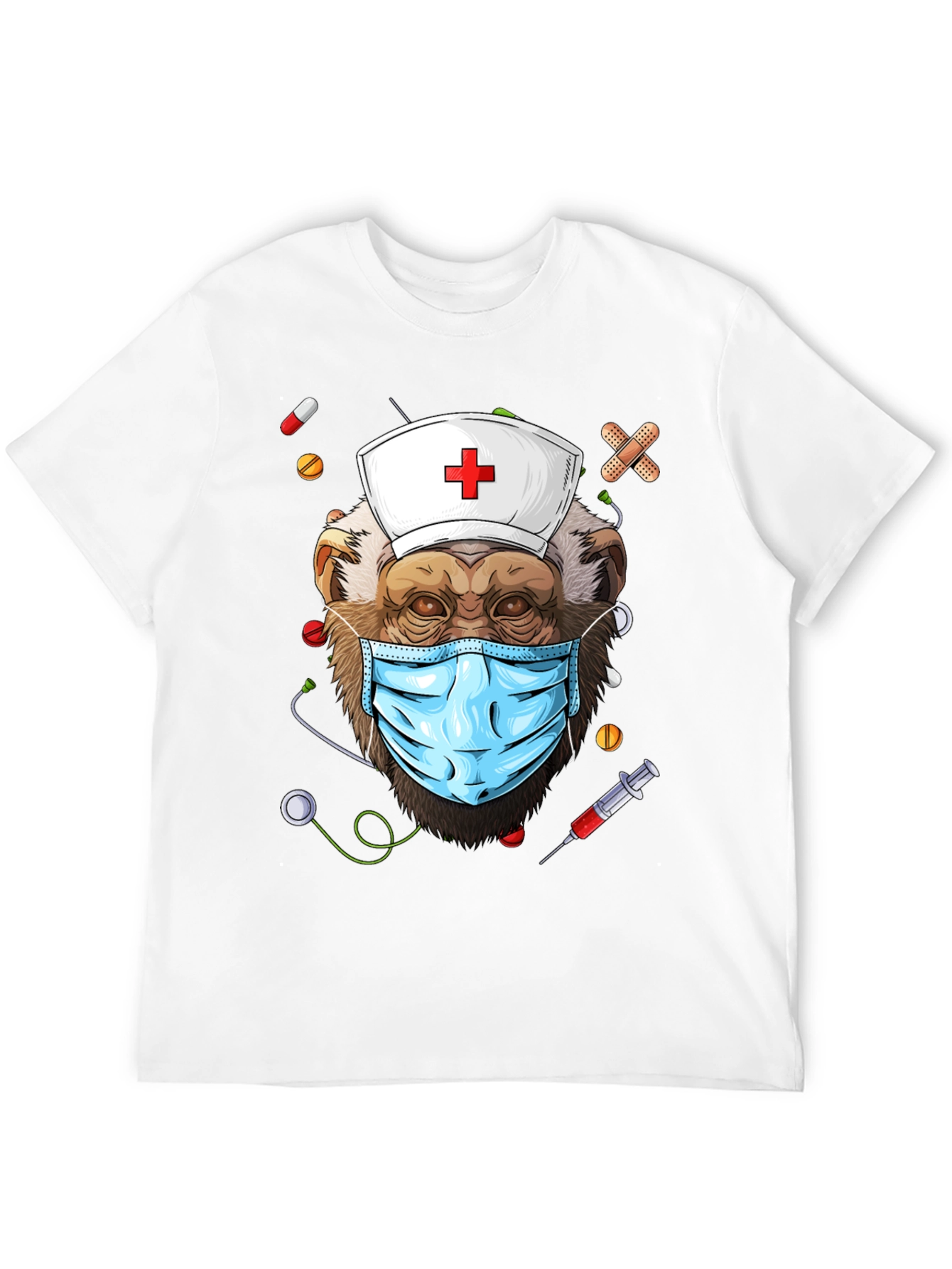Black Nurse Monkey Graphic T-Shirt - Unique & Fun Design! view 12