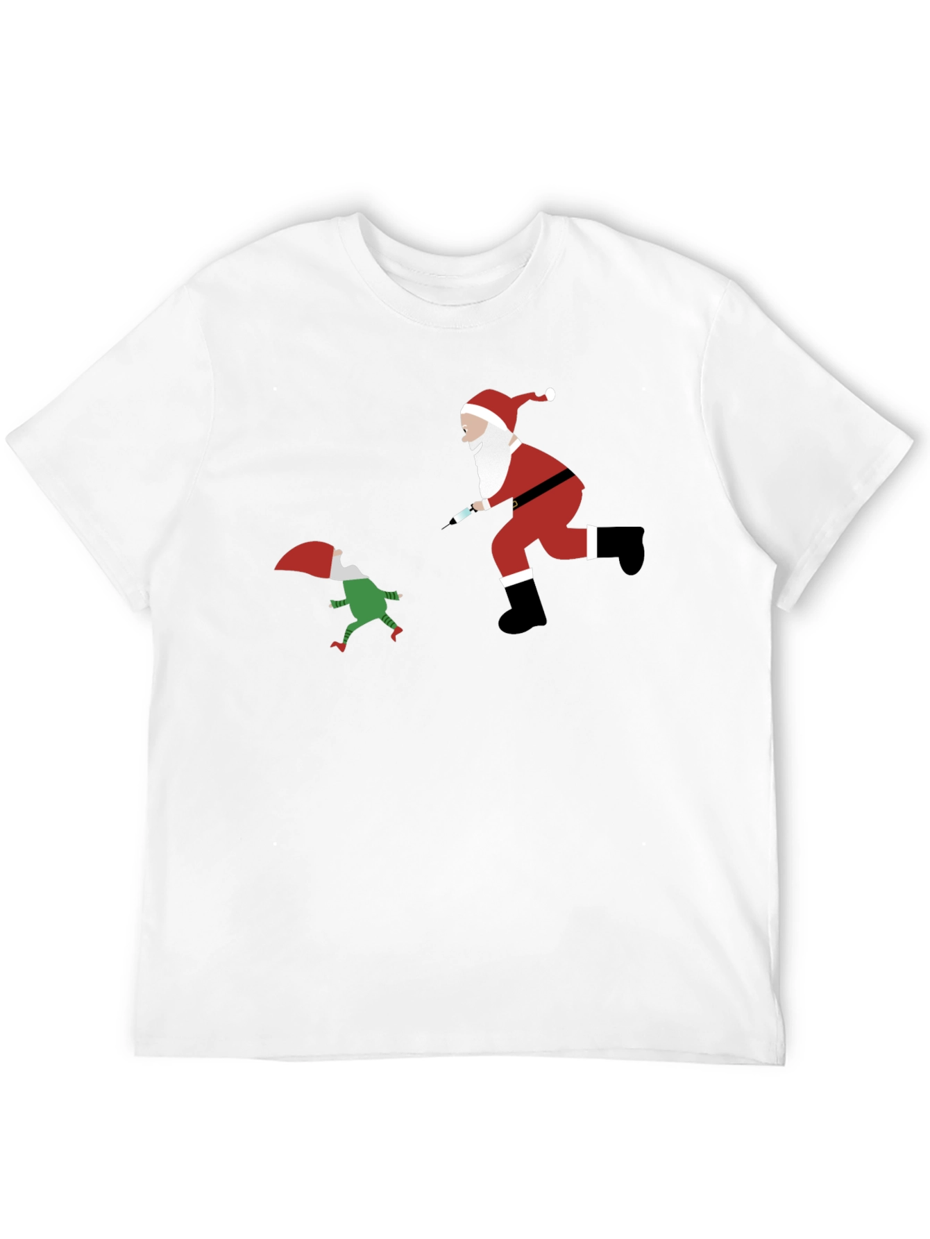 Black Santa Elf Syringe Black T-Shirt view 12