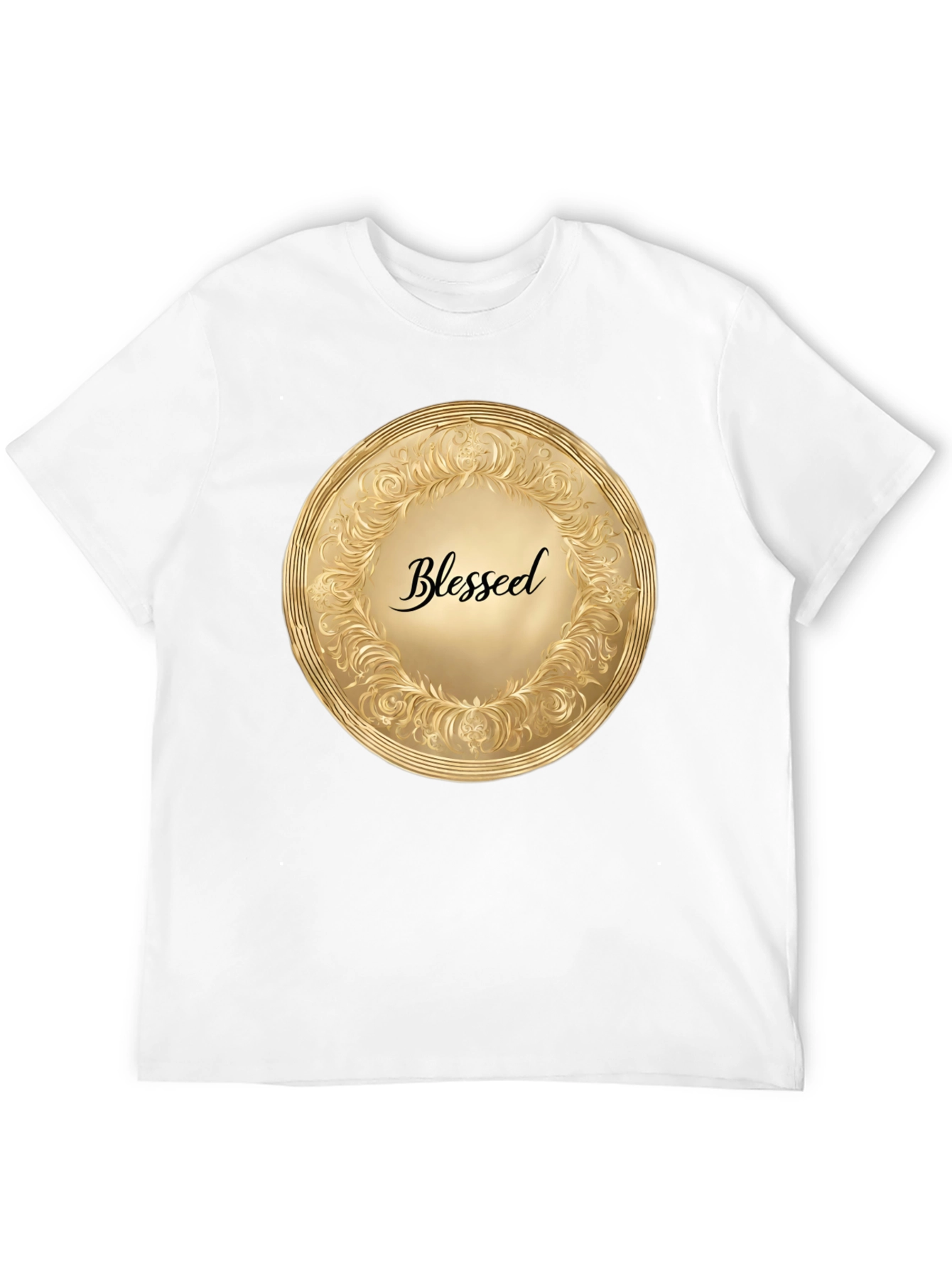 Black Blessed Gold Medallion Black T-Shirt view 12
