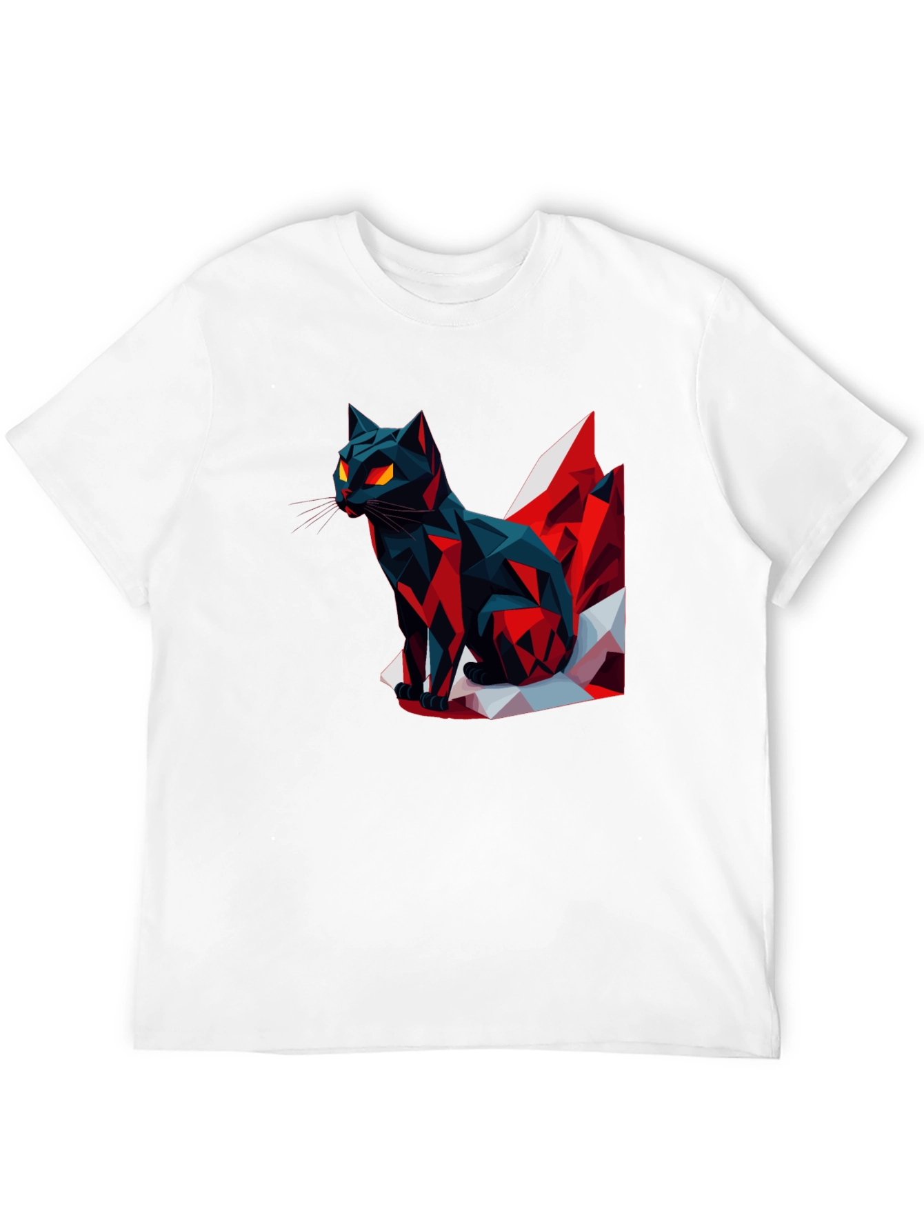 Black Geometric Cat Graphic T-Shirt view 12