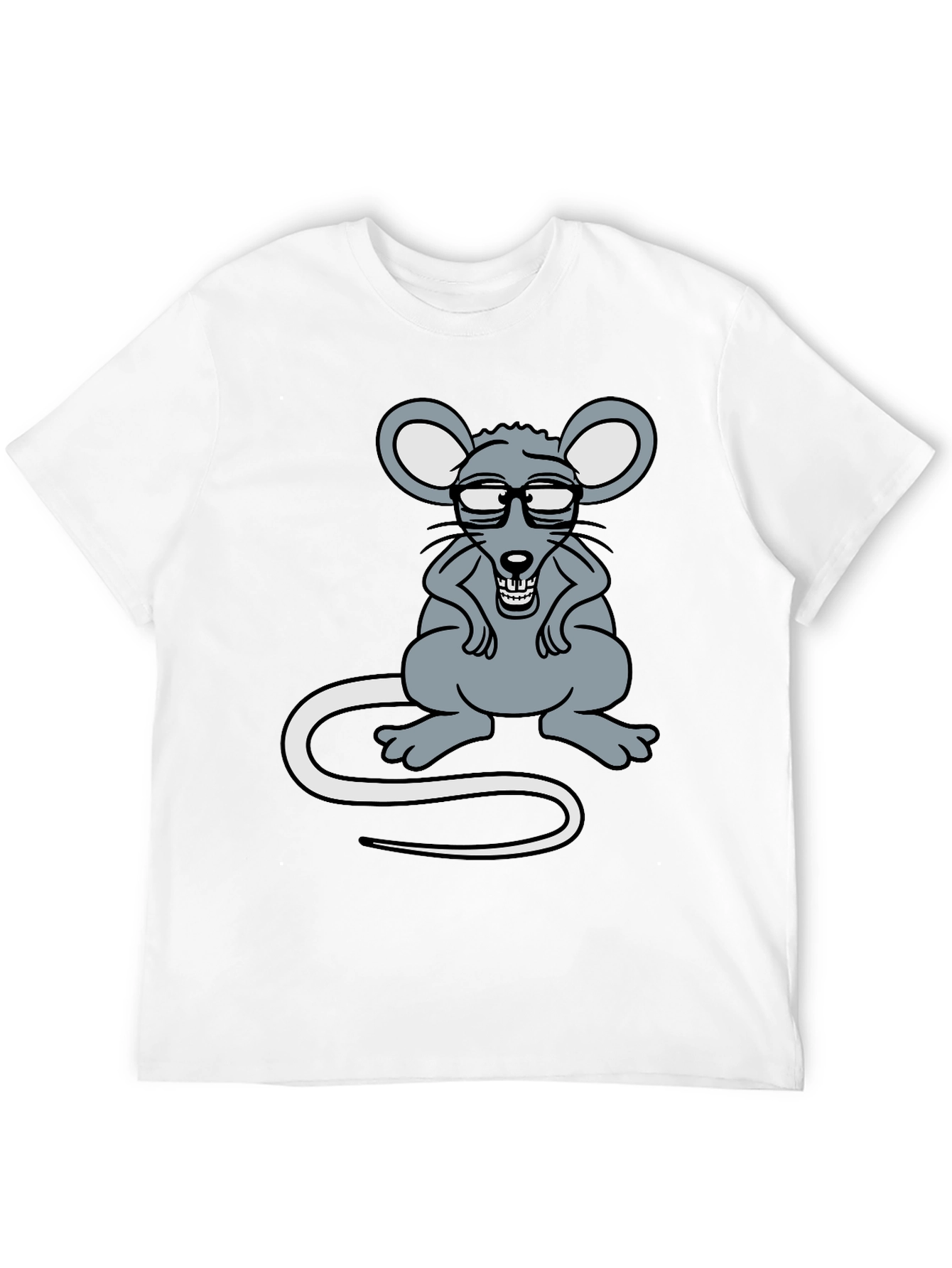 Black Funny Rat with Glasses Graphic Tee view 12