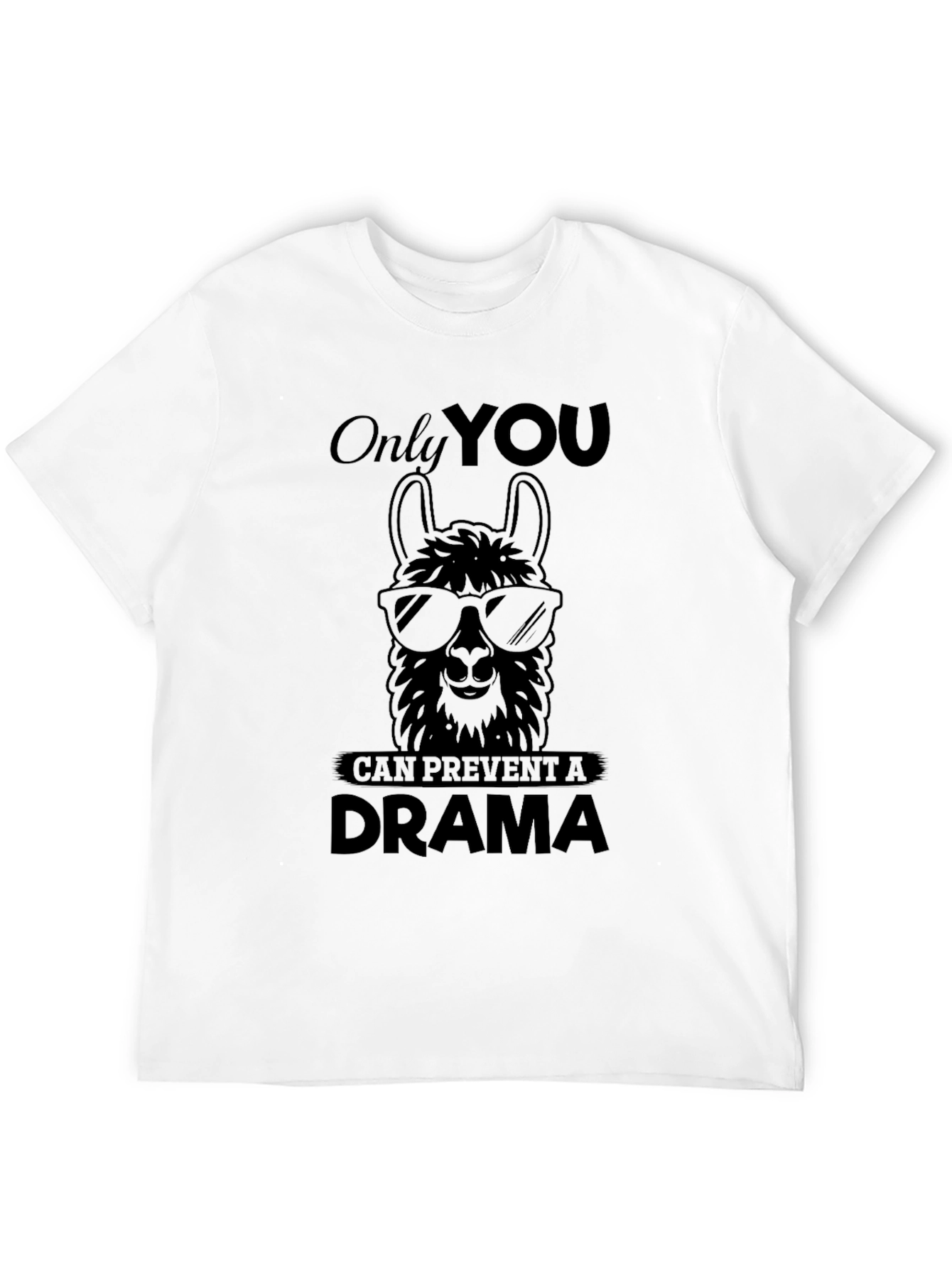 Black Llama Drama Prevention Graphic Tee - Unisex Black T-Shirt view 12