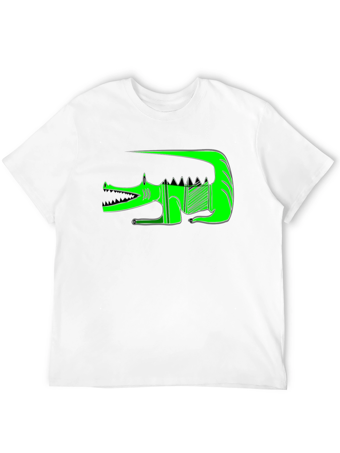 Black Graphic Print T-Shirt - Green Crocodile view 12