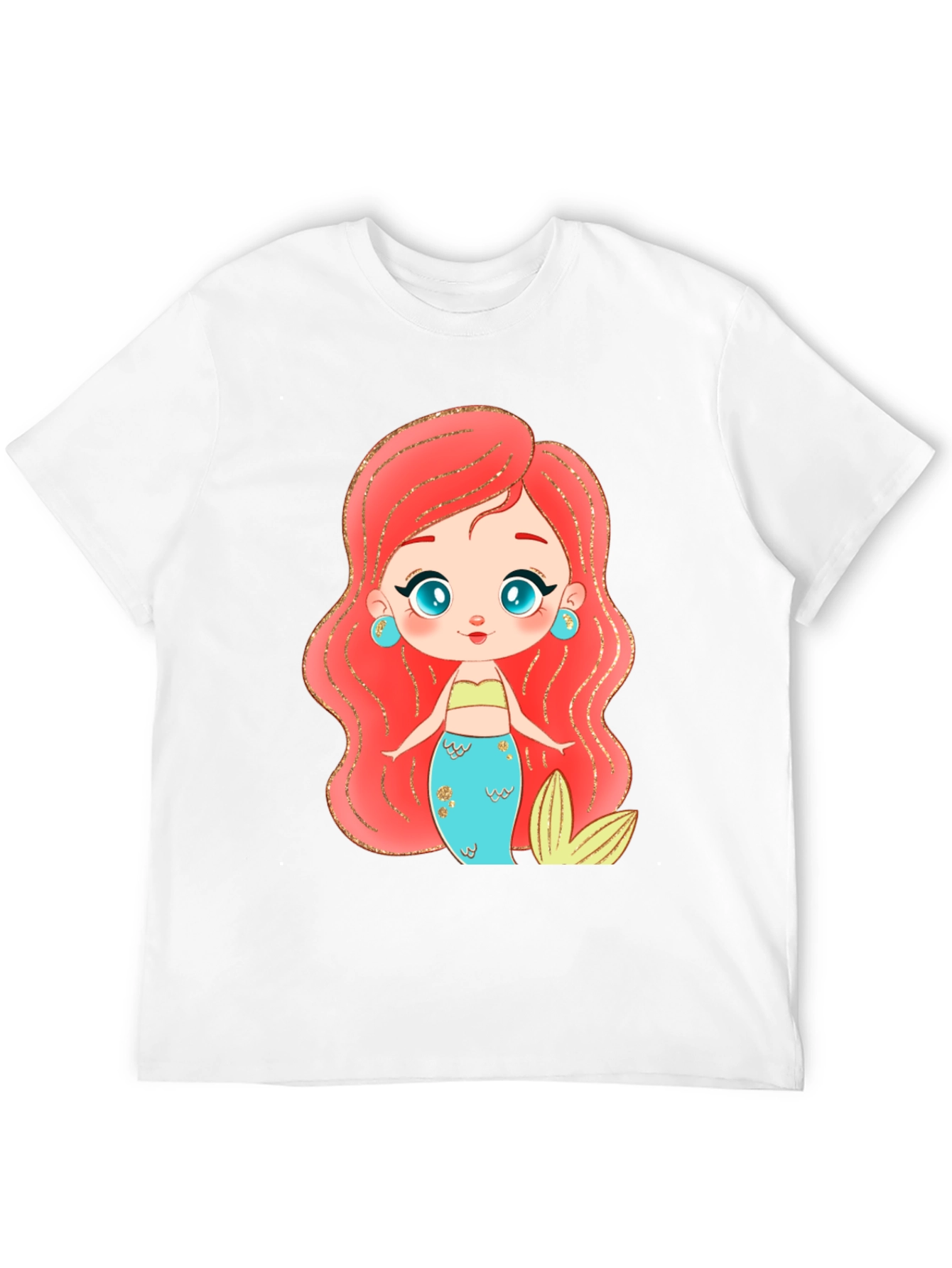 Black Mermaid Cartoon Graphic Black T-Shirt view 12