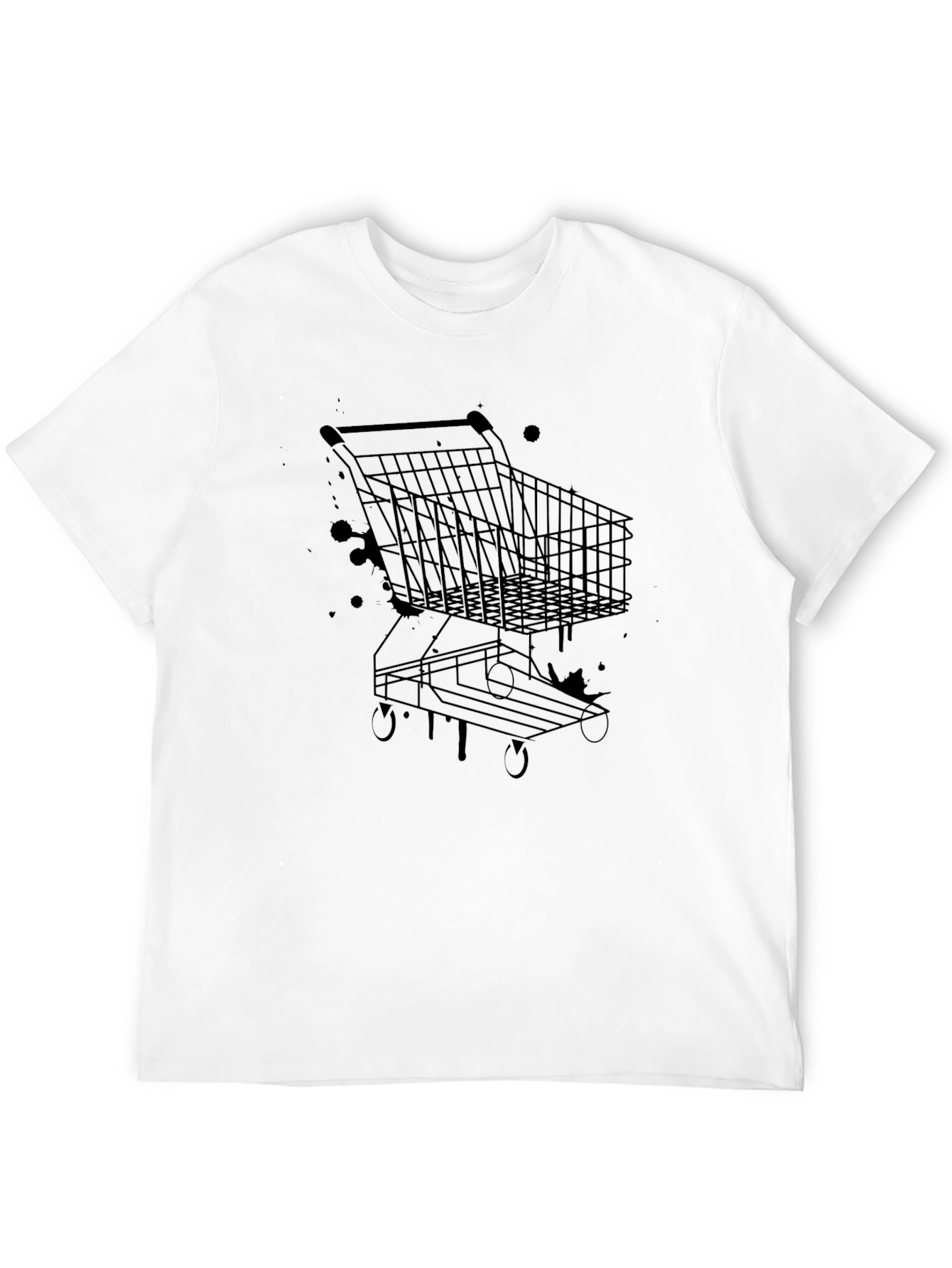 Black Shopping Cart Graphic Tee - Black Cotton T-Shirt view 12