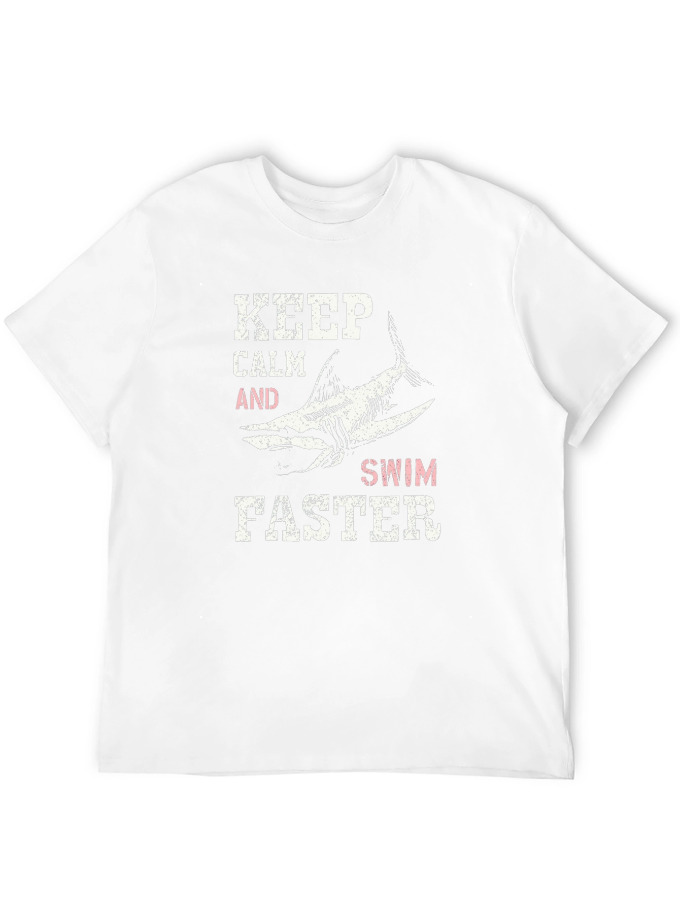 Black Keep Calm Swim Faster Shark Graphic T-Shirt view 12