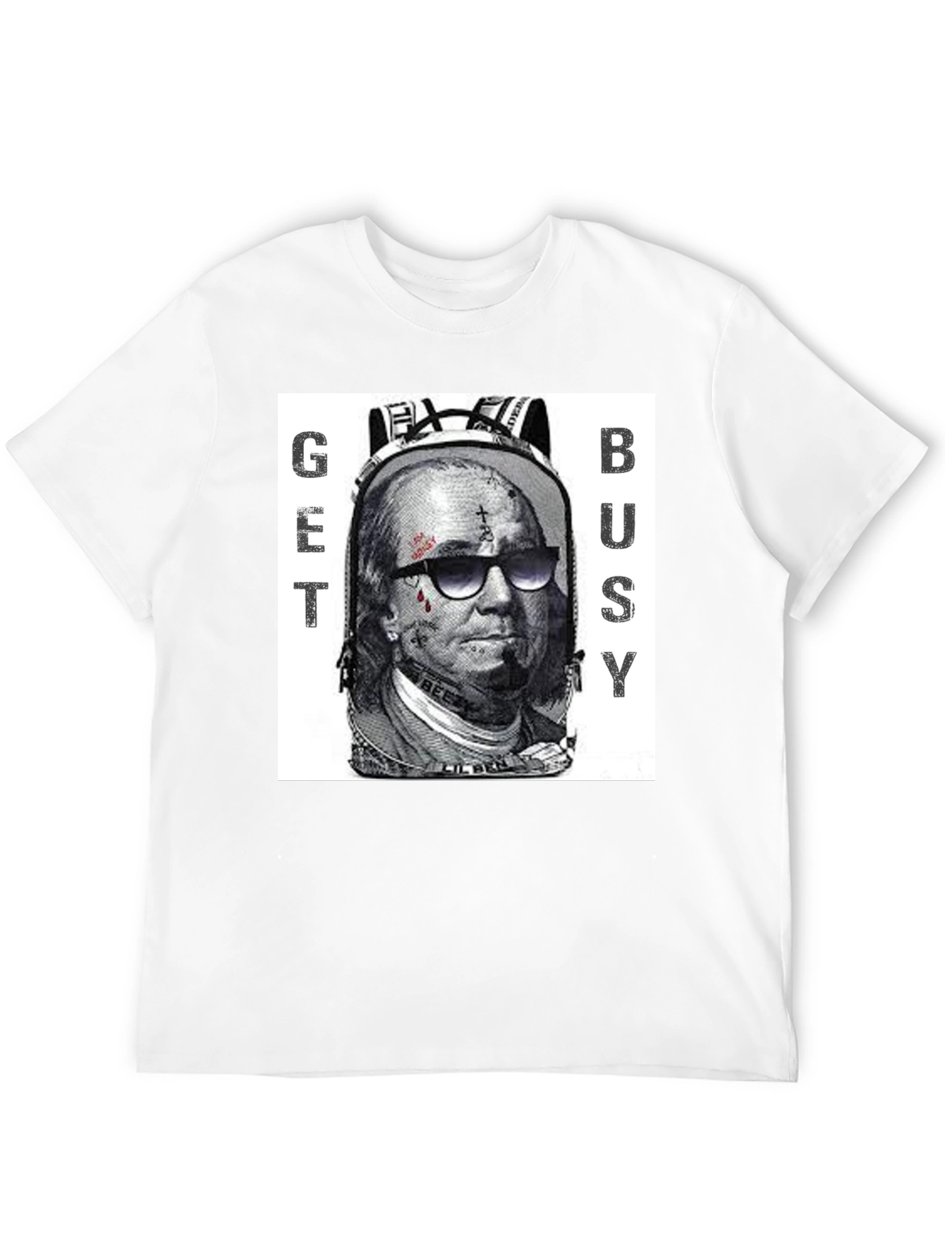 Black Get Busy Graphic T-Shirt - Unique Design view 12